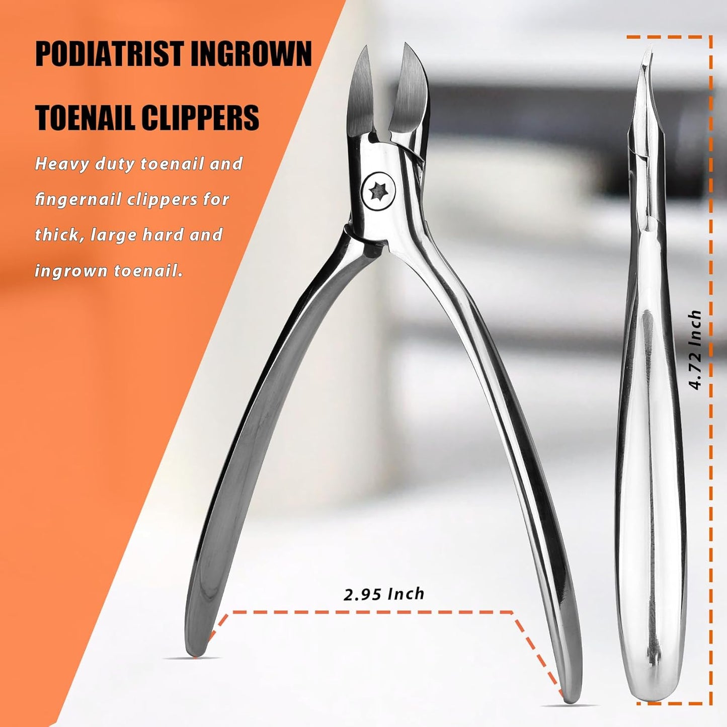 Heavy Duty Podiatrist Toenail Clippers for Thick and Ingrown Nails, Toe Nail Clippers for Men Women Seniors, Stainless Steel 2PCS