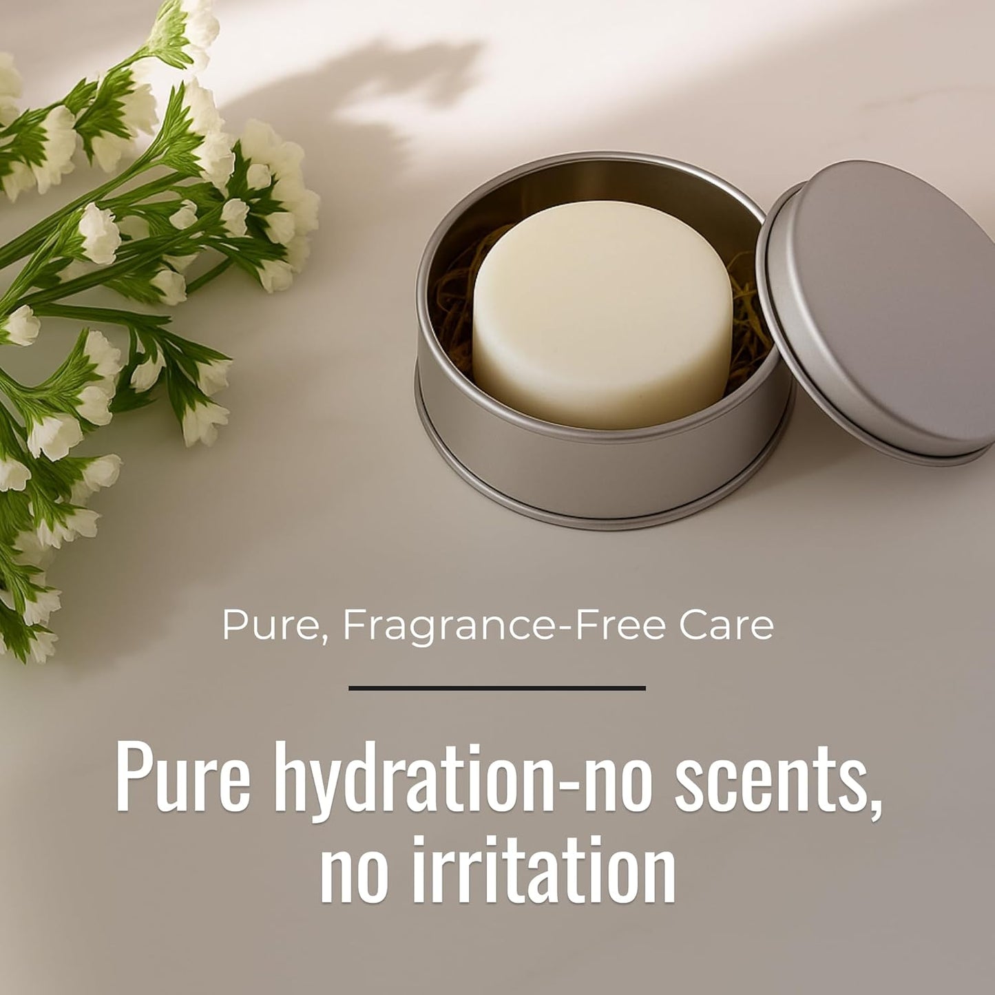 Simply Unscented Conditioner Bar, Vegan Solid Hair Conditioner for Sensitive Scalps & Fragrance-Free Care, Zero Waste, Travel-Friendly