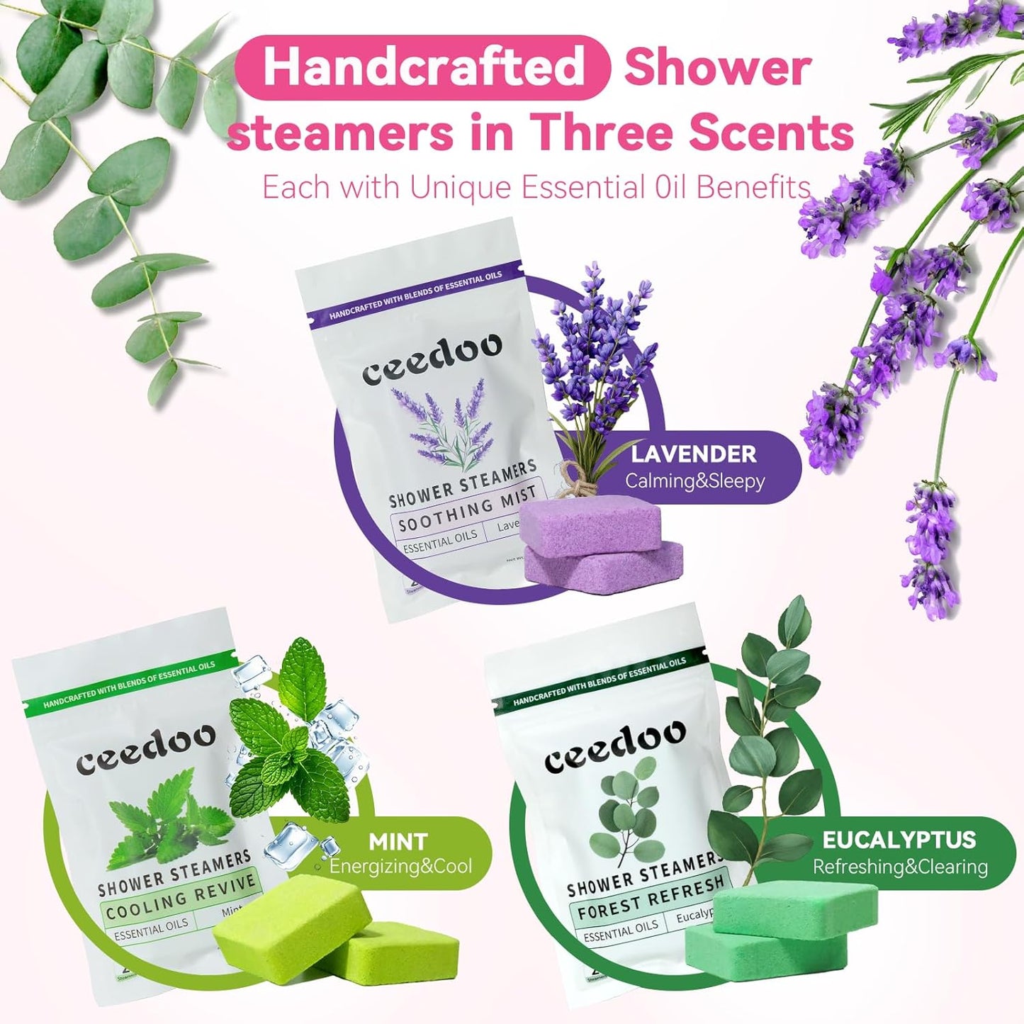 Shower Steamers Aromatherapy 6 Pack Gifts for Women Mom Men, Gifts for Her Stress Relief Home Spa, Birthday Gift Lavender Natural Essential Oil Self Care Relaxation Shower Bombs Teen