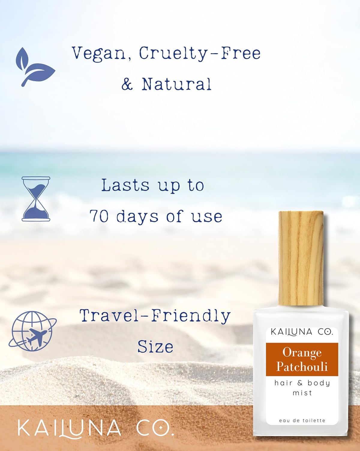 Orange Patchouli Natural Hair & Body Mist Spray, Pure Essential and Fragrance Oils, Alcohol-Free, Handmade in California, 0.5Fl Oz