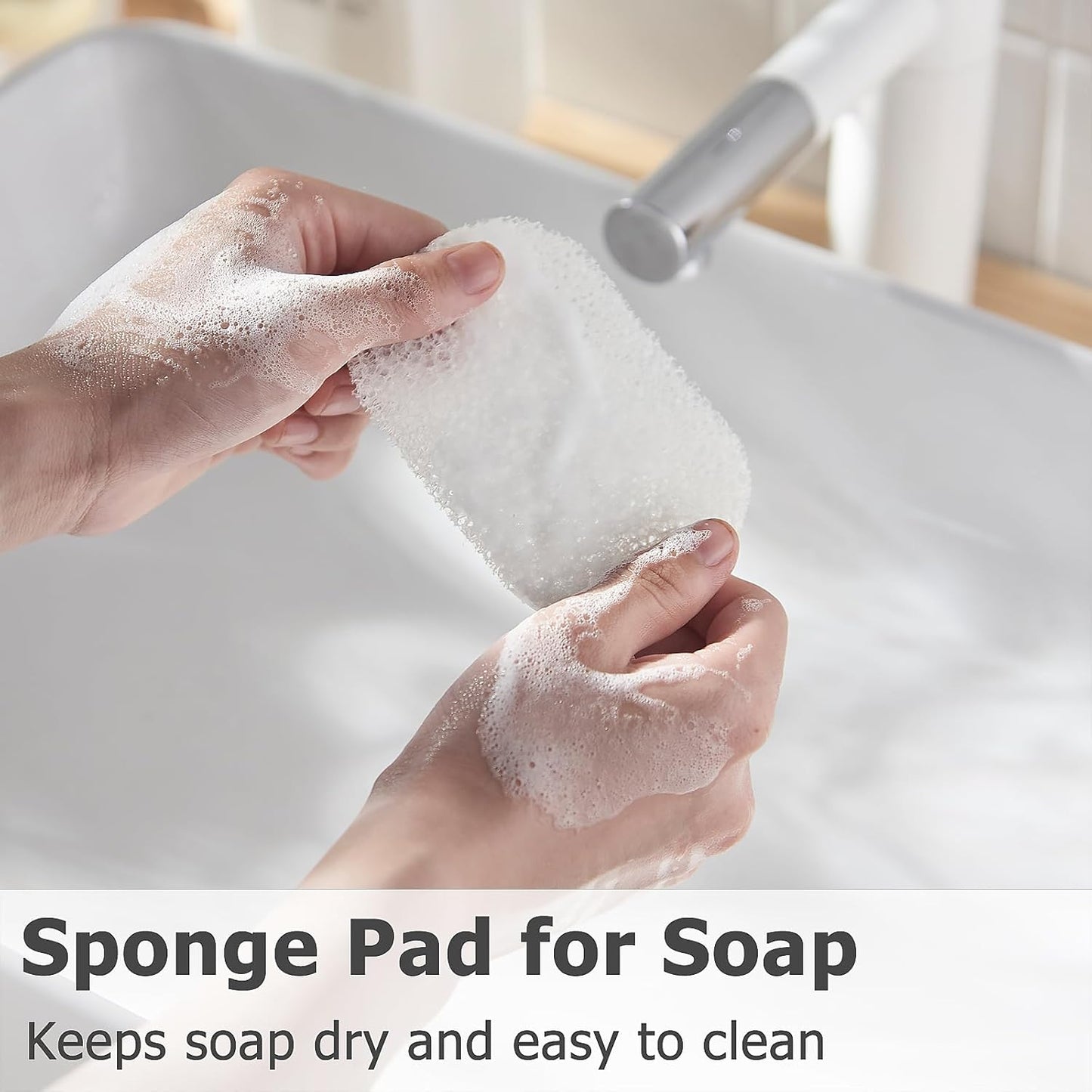 Ozner Travel Soap Case, Bar Soap Holder Fit Dr Squatch Soap, Shampoo Bar Holder for Traveling, Gym, Square Travel Soap Container with Draining Pad (Transparent White)