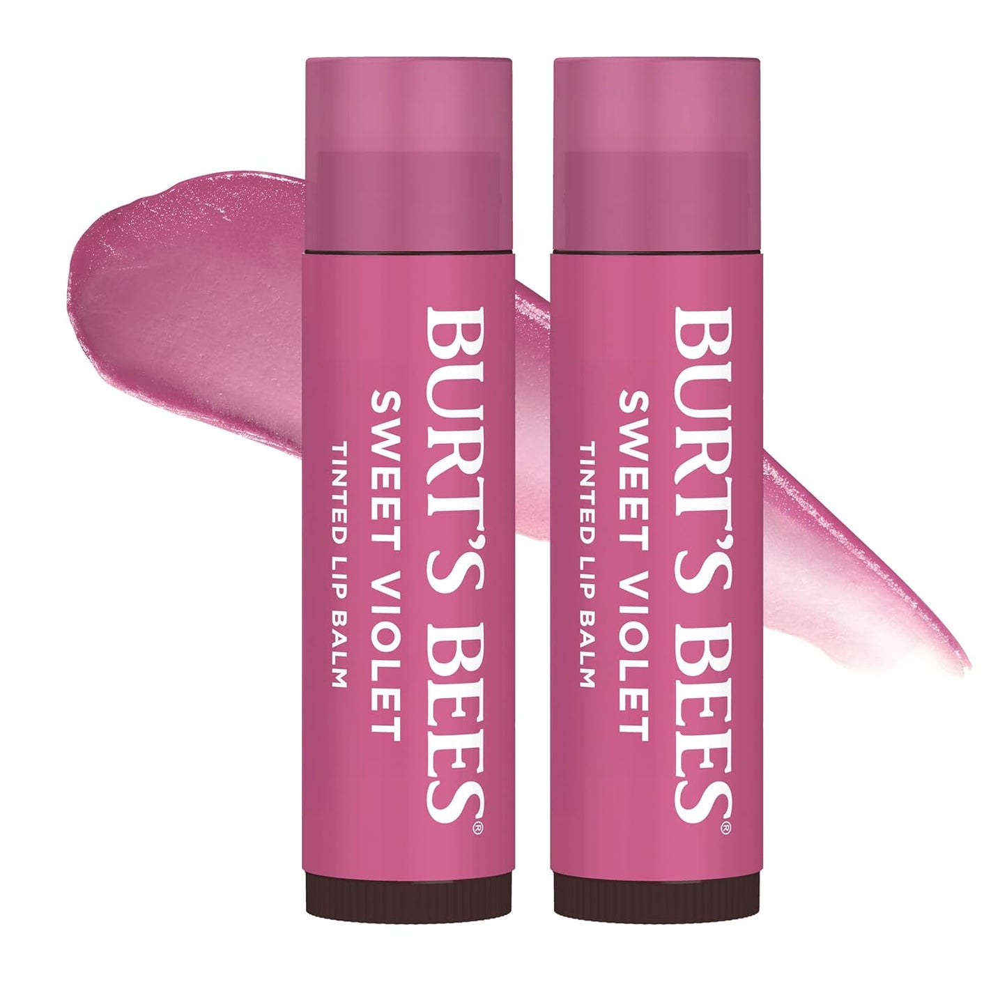 Burt's Bees Lip Tint Balm with Long Lasting 2 in 1 Duo Tinted Balm Formula, Color Infused with Deeply Hydrating Shea Butter for a Natural Looking Buildable Finish, Sweet Violet (2-Pack)