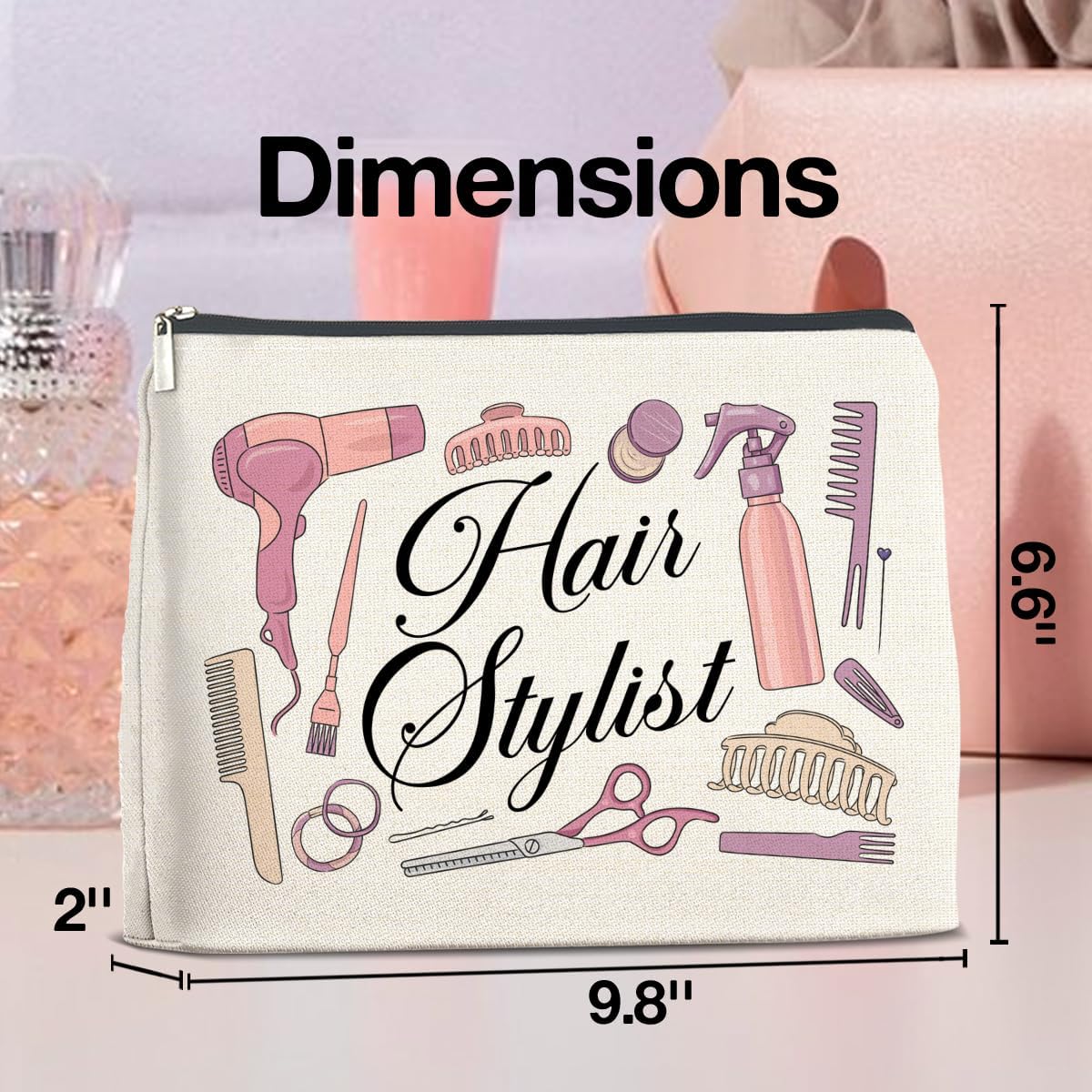 Hair Stylist Makeup Bag Hairstylist Gifts for Women, Gift for Hairdresser Hair Stylist Cosmetic Bag Zipper Makeup Pouch