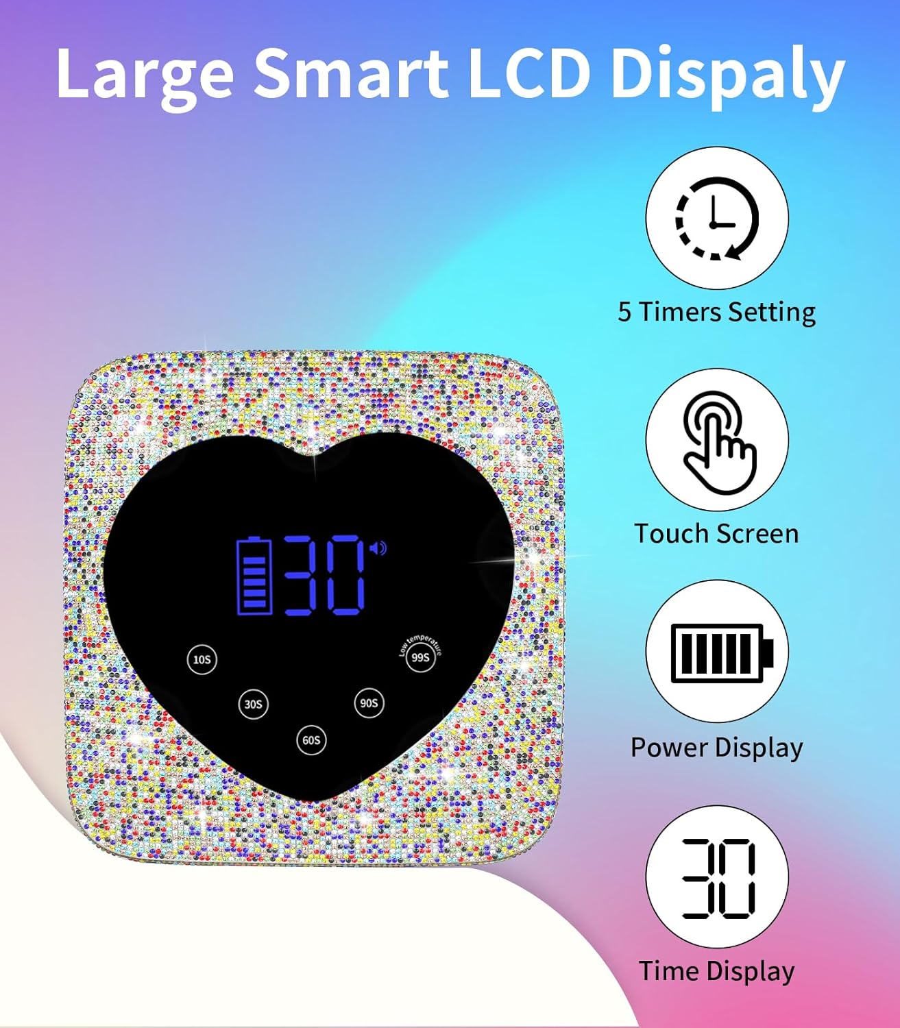 UV Nail Lamp, HUGMAPLE 72W UV Light for Gel Nails, Cordless Rechargeable Diamond Fast Dryer with 5 Timer Setting, Touch Control & Auto Sensor, Professional Led Curing Lamp for Salon & Home