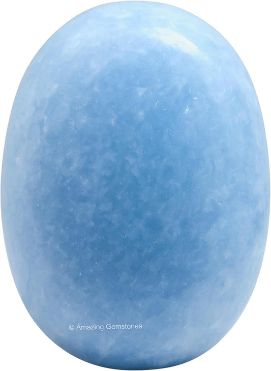 Amazing Gemstone Blue Calcite Celestite Crystals and Healing Stones - Large Palm Stone Crystals Piedra - Crystal for Good Luck, Positive Energy, Meditation - Unique Stocking Stuffers Gifts for Women