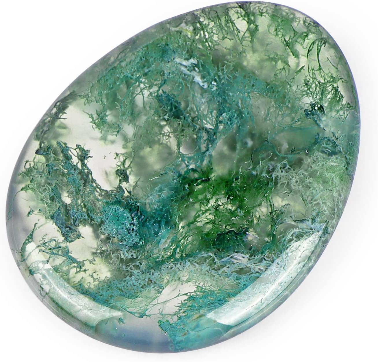 Artistone Moss Agate Crystal Chakra Thumb Worry Stone Teardrop Reiki Healing Stone Pocket Palm Stones for Anxiety Stress Relief Meditation Therapy Geometry Home Decor