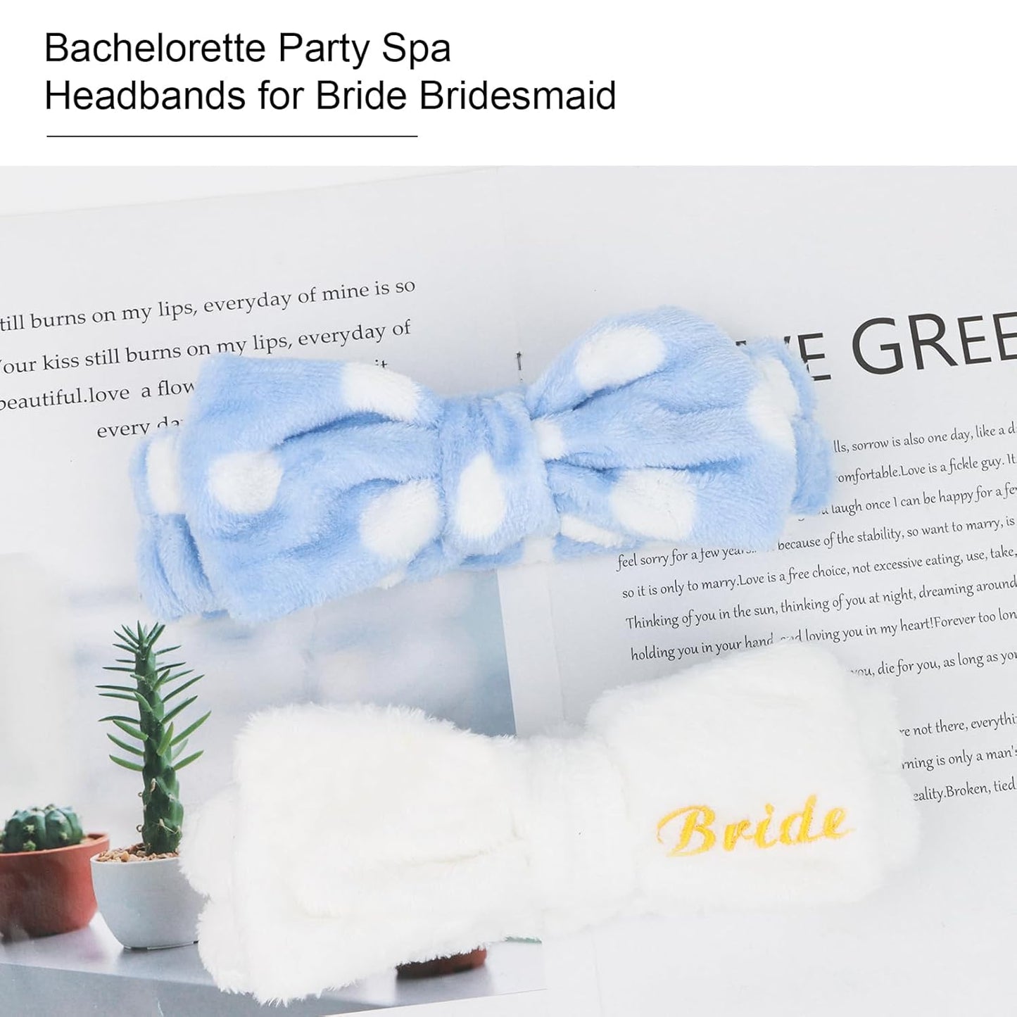 CIEHER Spa Headbands for Bachelorette Party Favors, 8 Pcs Blue Dot Spa Headbands for Bride & Bridesmaid, Bachelorette Gifts for Bride's Skincare & Makeup