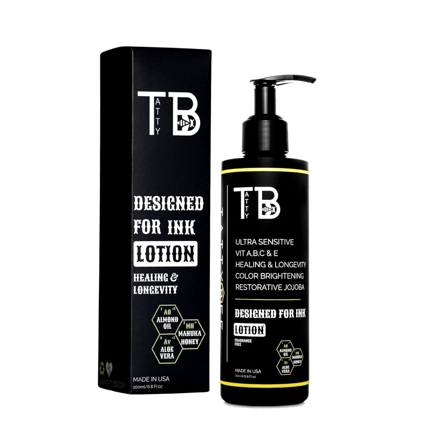 Tattoo Aftercare Lotion – Hydrating Tattoo Moisturizer with Jojoba Oil, Manuka Honey & Vitamins A, B, C & E – Soothes, Heals & Protects Ink – Fast-Absorbing, Non-Greasy – 6.8 fl oz