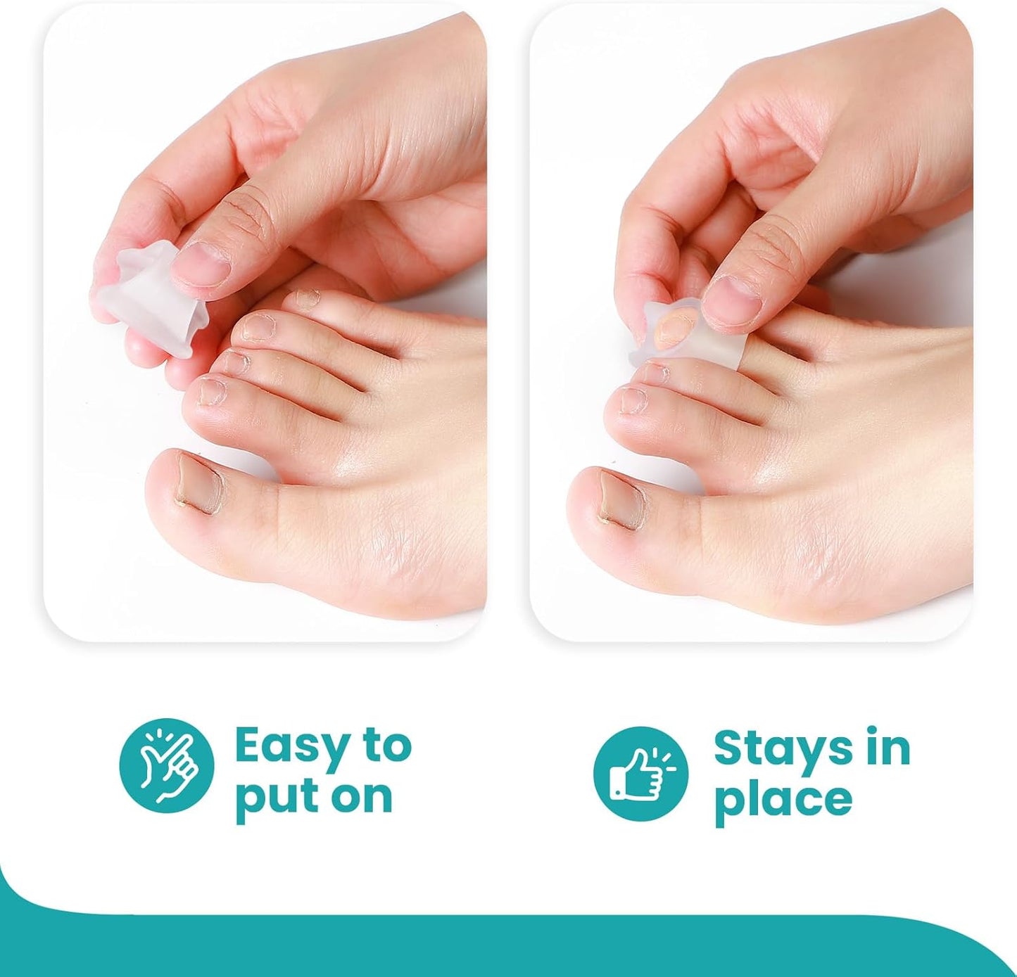 Hammertoe Corrector for Women - Soft Gel Toe Straighteners - Realign Bent, Curled, Crooked, Claw, Bunion, Hammer Toes - Toe Corrector for Men（8 Count, Small, Clear）