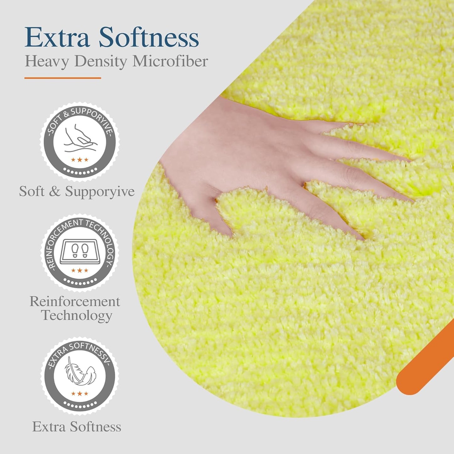 Walensee Large Bathroom Rug (24 x 40, Yellow) Extra Soft and Absorbent Shaggy Bath Rug Machine Washable Microfiber Bath Mat Non Slip Bath Mat, Luxury Bathroom Floor Mats
