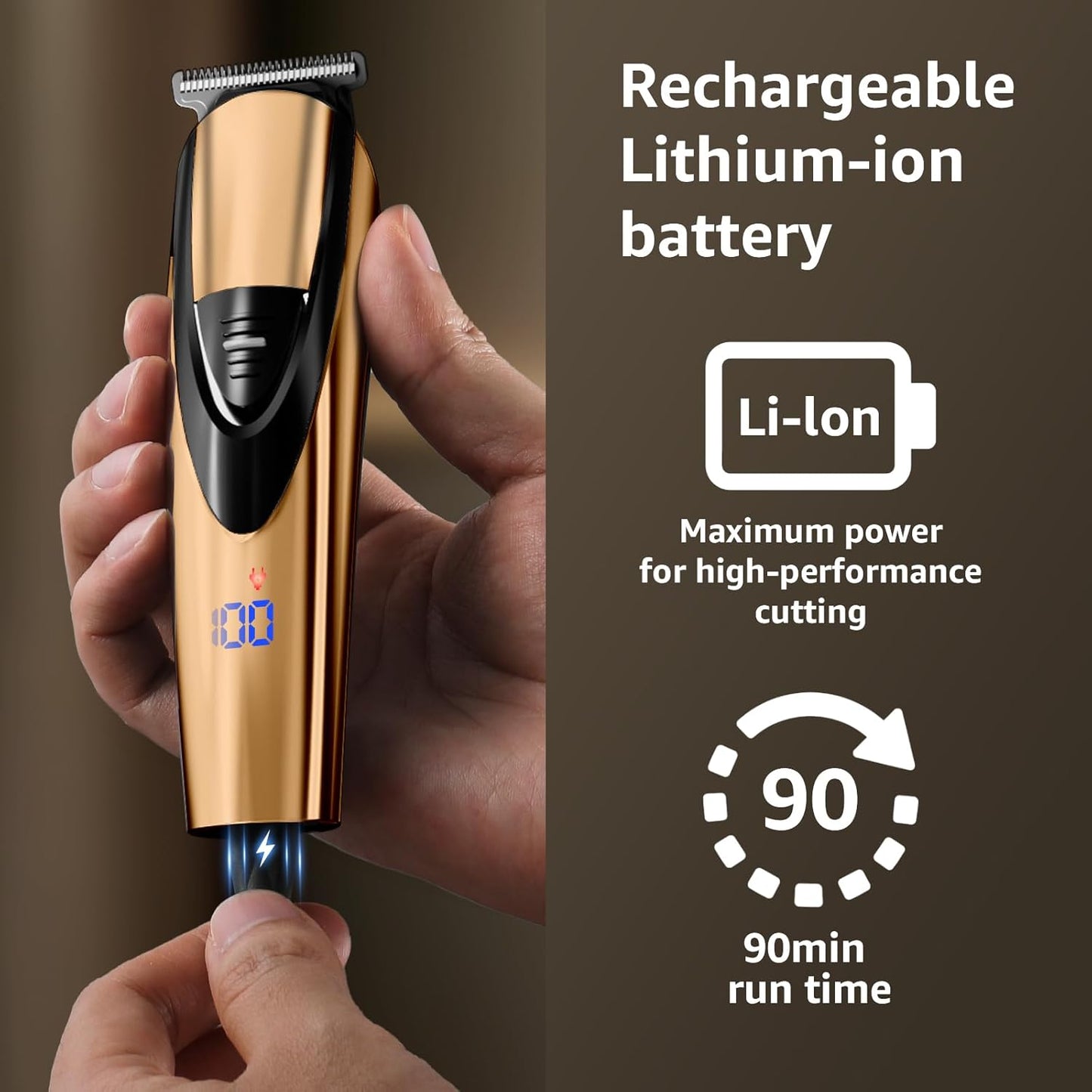 SHPAVVER Electric Beard Trimmer for Men: 16-in-1 Professional Barber Hair Clippers - Cordless Grooming Kit - Turbo Speed & Precision Blades, Gold