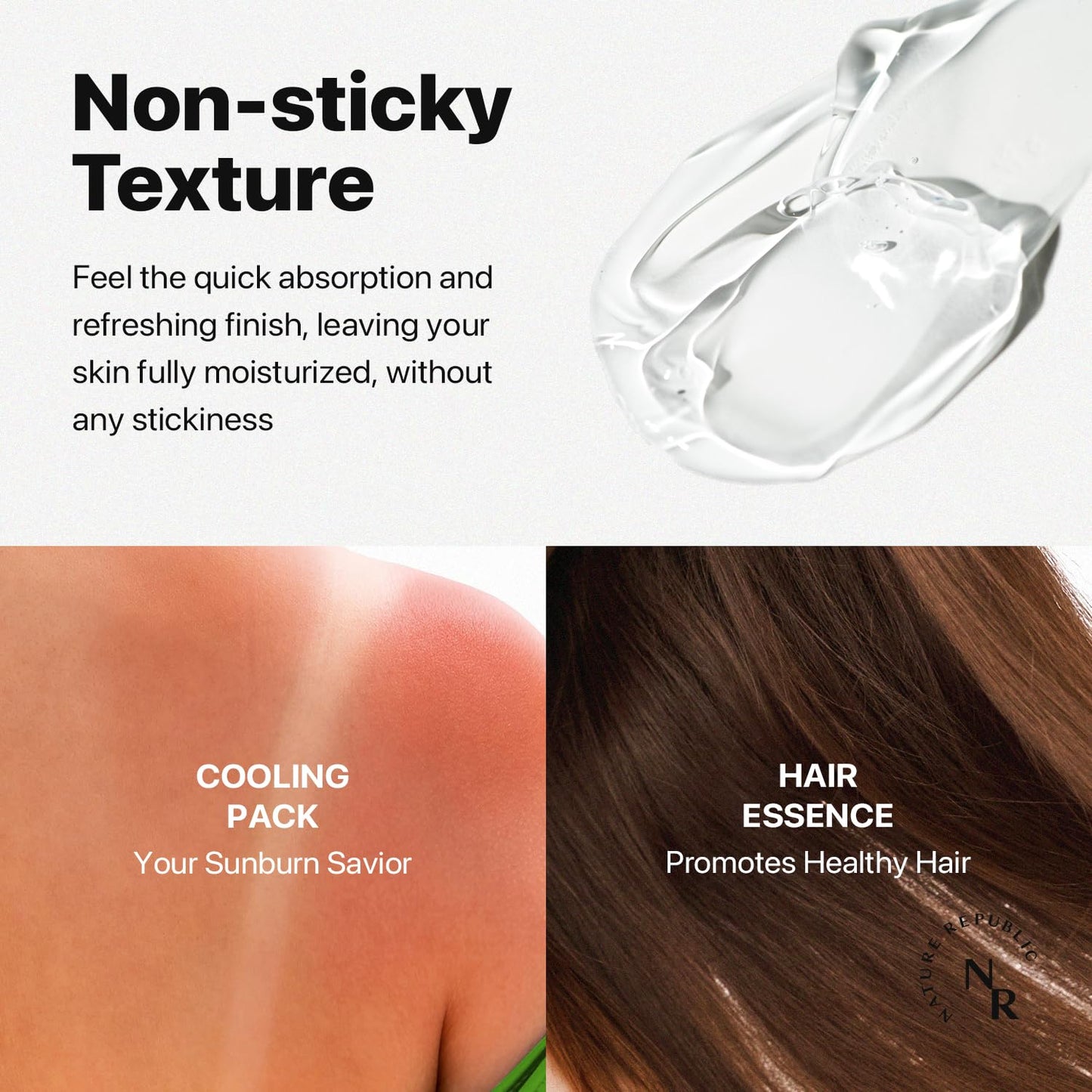 Nature Republic MILD & MOISTURE ALOE VERA WATERY GEL (2 PCS) Quick Hydration & fast absorbing non-sticky texture, Aftersun & Aftershave, Moisturizing Face Skin & Hair,korean skin care All Skin Types