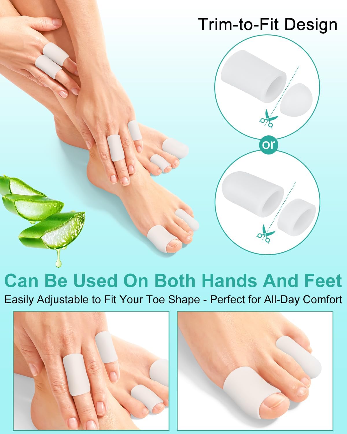 16-Pack Silicone Toe Protectors and Caps, Gel Toe Covers Bandage Sleeves for Women & Men Pain Relief, Cushion Pads for Corns, Calluses, Blisters, Toenails Loss(Clear, Mixed Sizes, 4L+8M+4S)