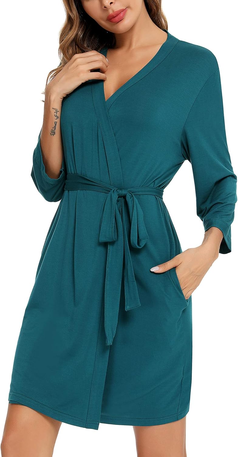 Samring Women's Lightweight Robe Soft Kimono Robes Short Bathrobe for Women Sleepwear
