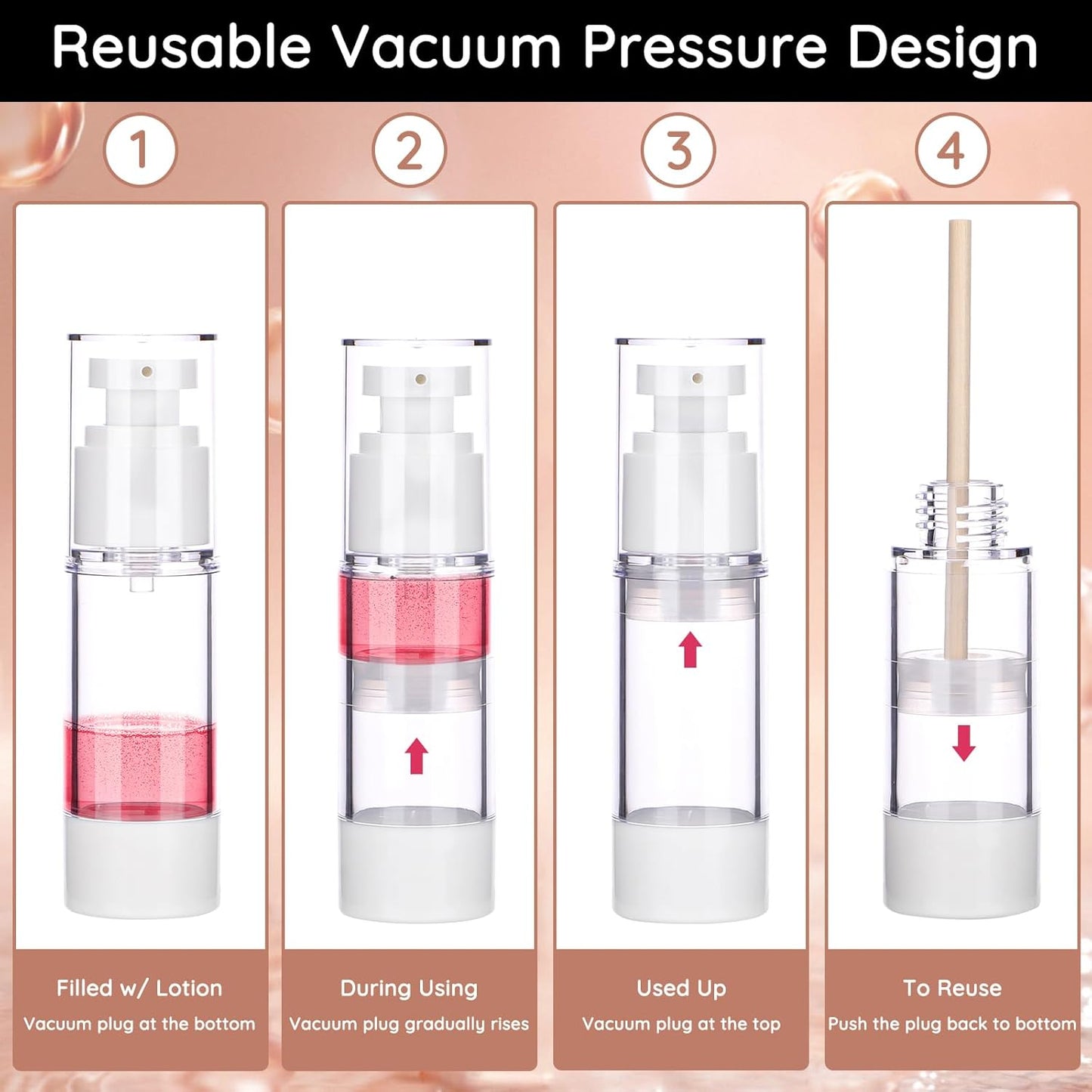 Segbeauty 7pcs Airless Pump Bottles Set, Refillable Travel Airless Pump Jars with Lid for Thick Moisturizer, Oils Vacuum Lotion Dispenser, Empty Fine Mist Vacuum Spray Bottles for Hair 0.5oz 1oz 1.7oz