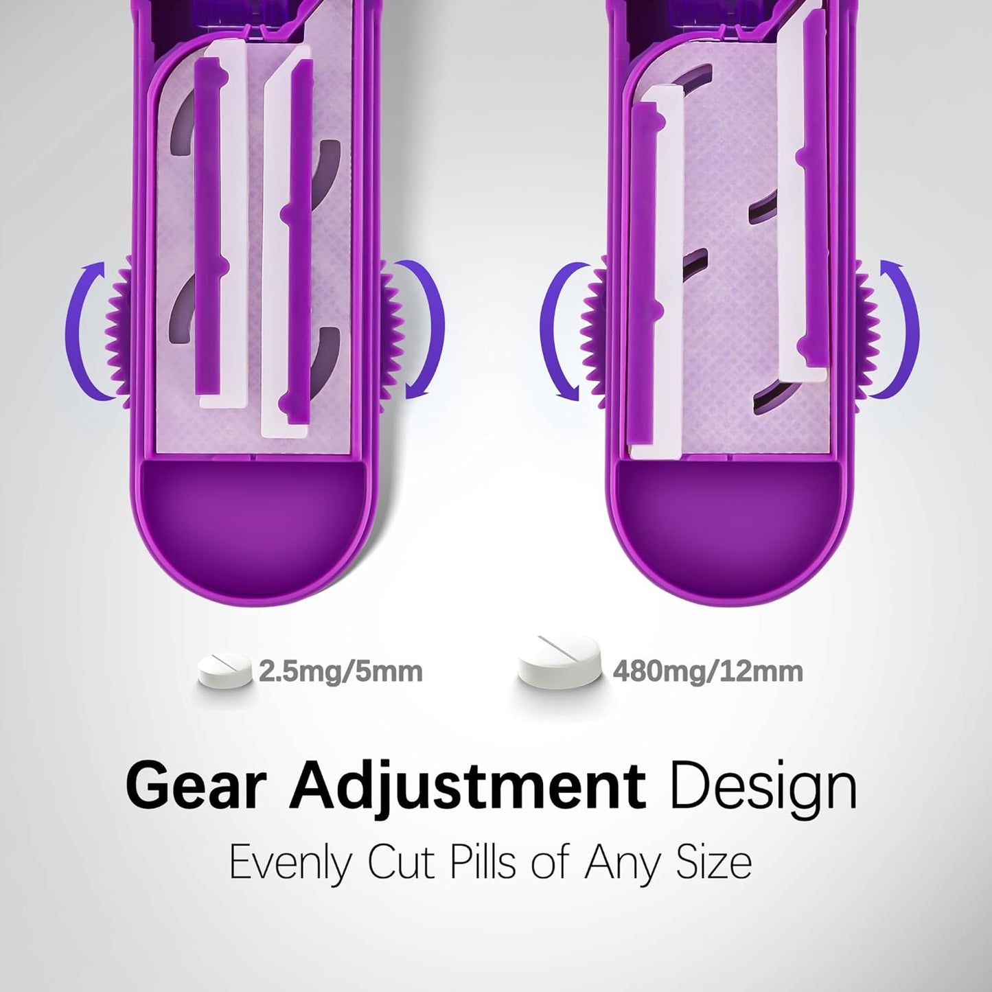 Pill Cutter Splitter for Small and Tiny Pills, Pill Cutter for Small or Large Pills, Pill Splitter for Multiple Pills at a Time with Centering Device and Stainless Steel Blade (Purple)