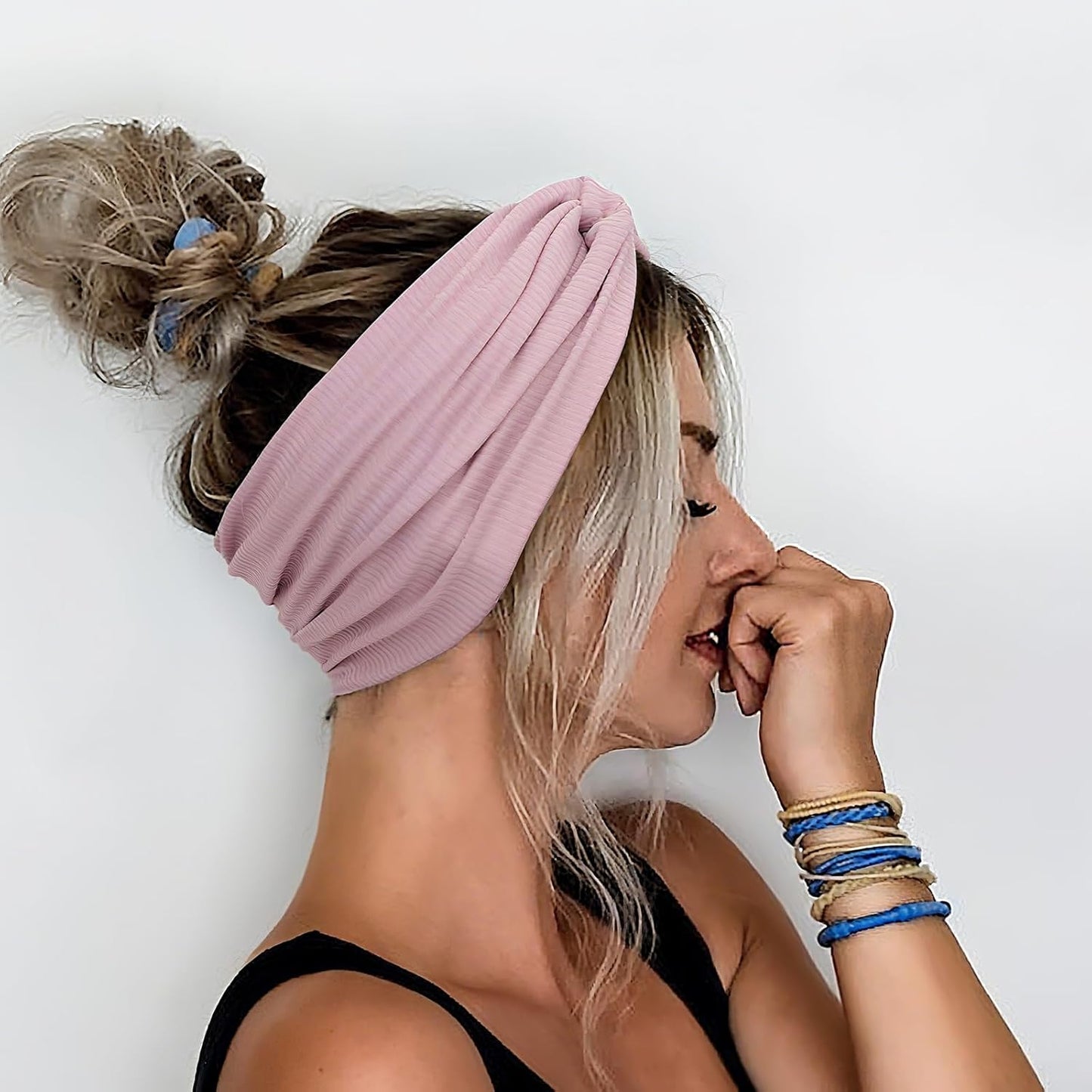 DRESHOW 4 Pack Turban Headbands for Women Wide Vintage Head Wraps Knotted Cute Hair Band Accessories