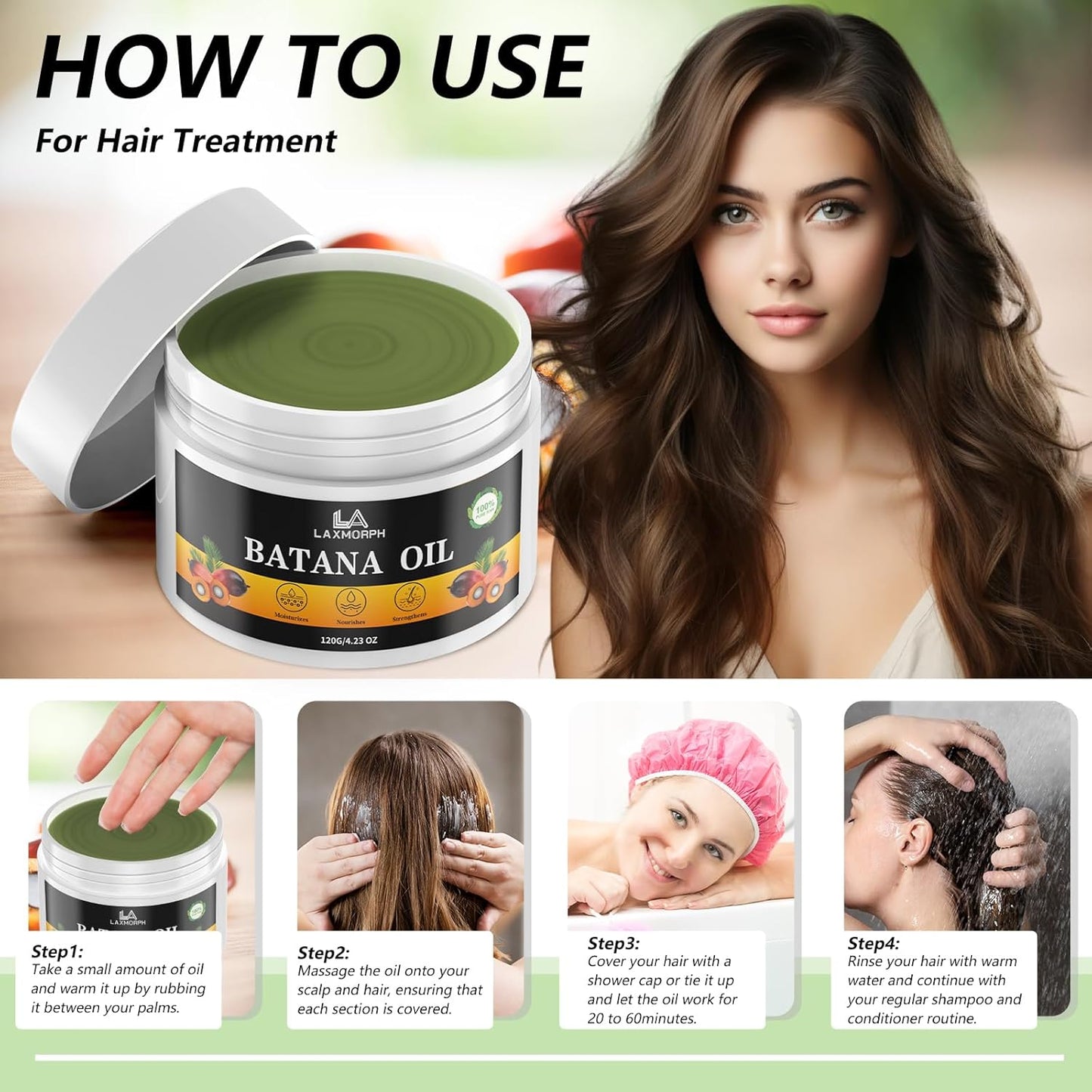 Batana Oil for Hair Growth - 100% Natural Raw Hair Oil from Honduras,Unrefined and Organic Batana Hair Mask for Women & Men - Batana Oil for Frizz, Split Ends, Texture & Shine