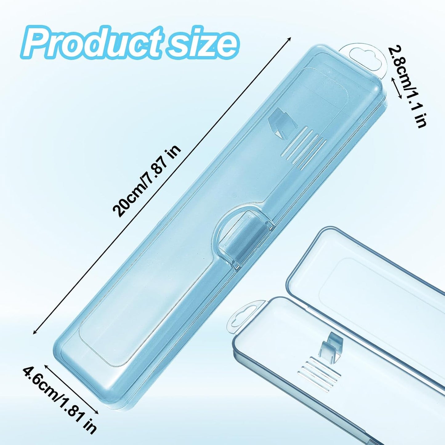 2 Pack Tooth Brush Case Travel,Toothbrush Holder Travel Case 7.9 x 1.8 x 1.1 In,Portable Plastic Toothbrushes Travels Holder with Secure Seal, Blue