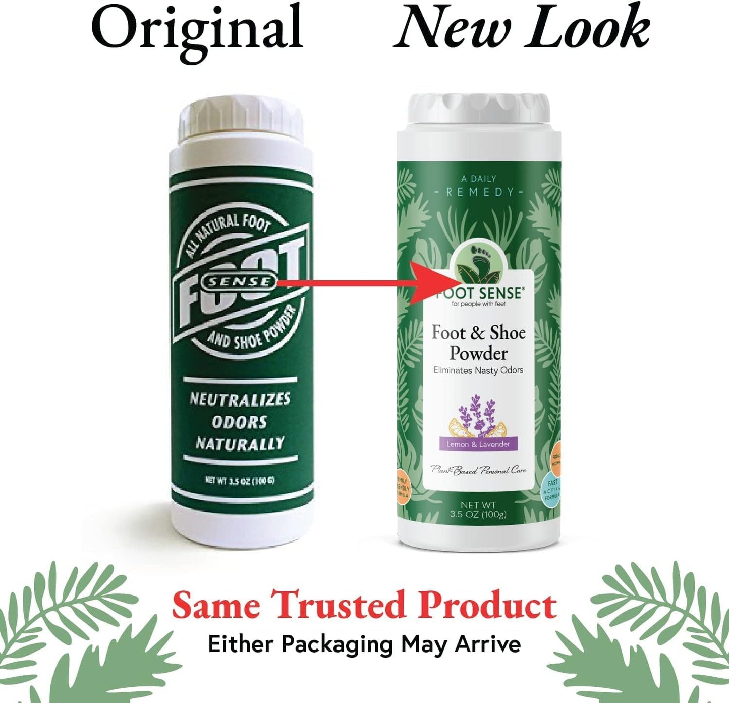 FOOT SENSE All Natural Foot & Shoe Powder, Foot Deodorant, Talc-Free, Odor Eliminator, Disinfects & Deodorizes, Long-Lasting up to 6 Months Safe for Men, Women, Kids, Athletes, 50g (4 Pack)