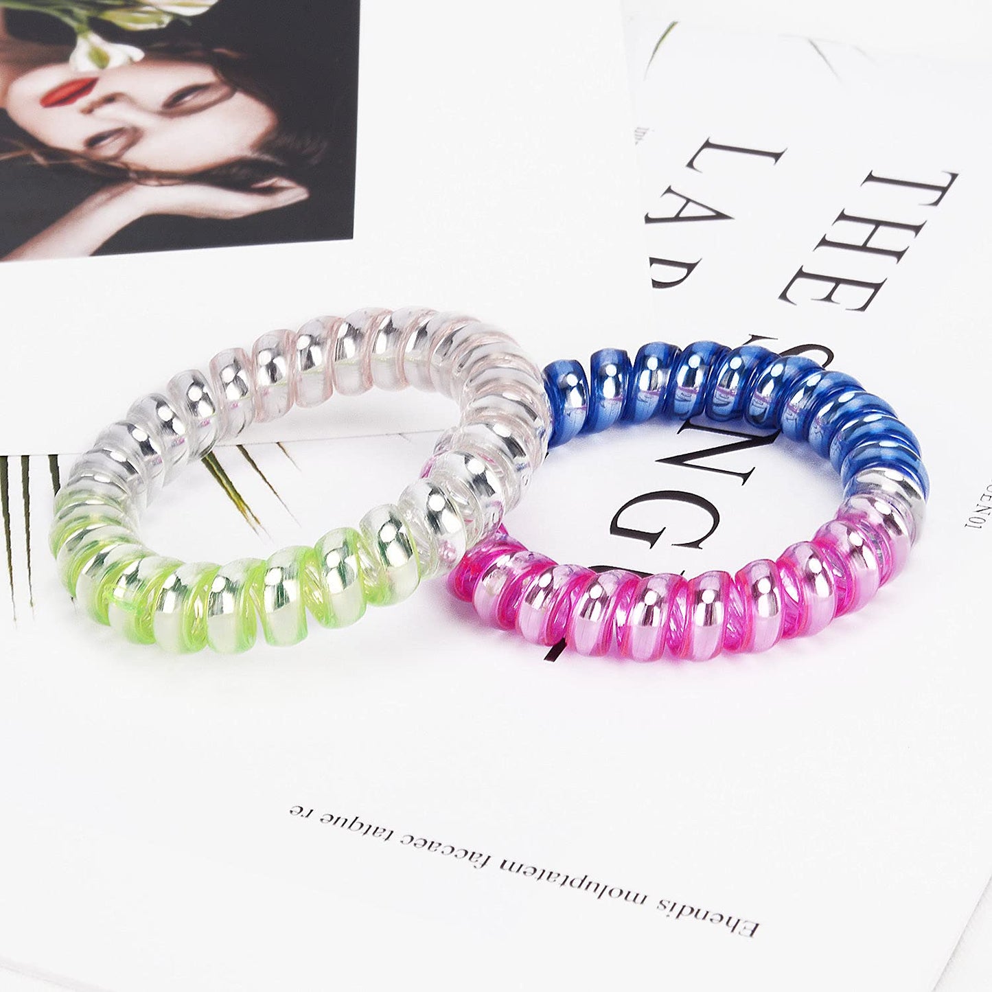 JessLab Spiral Hair Ties for Women, 10-Pack Traceless No-Damage Ponytail Holders, Coils Hair Bands for Girls, Assorted Colors