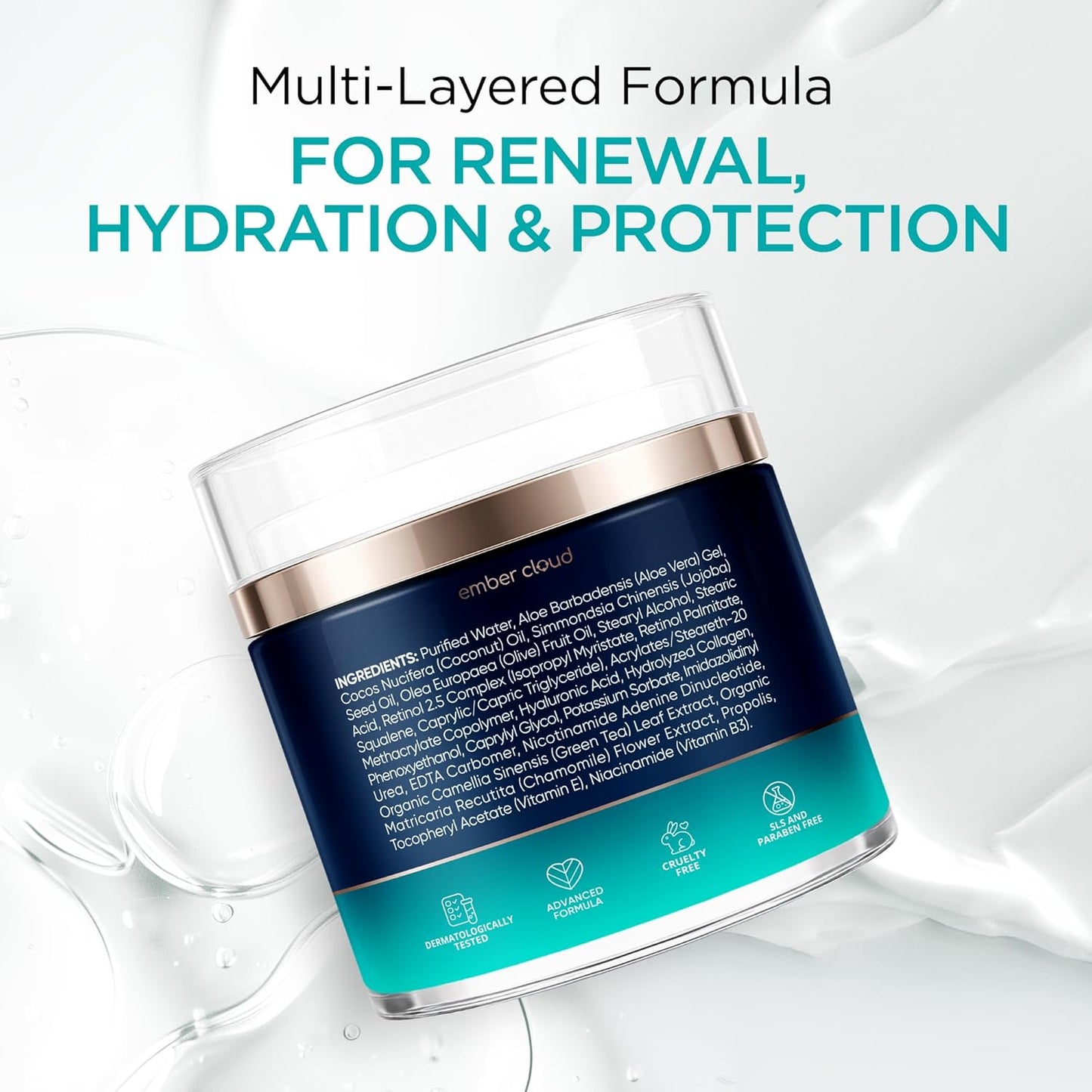 Collagen NAD+ Cream for Face Retinol Hyaluronic Acid Niacinamide for All Skin Types - Anti-Aging Face Moisturizer with Airless Pump - Day & Night Cream for Wrinkles - Made in USA 1.7 Oz