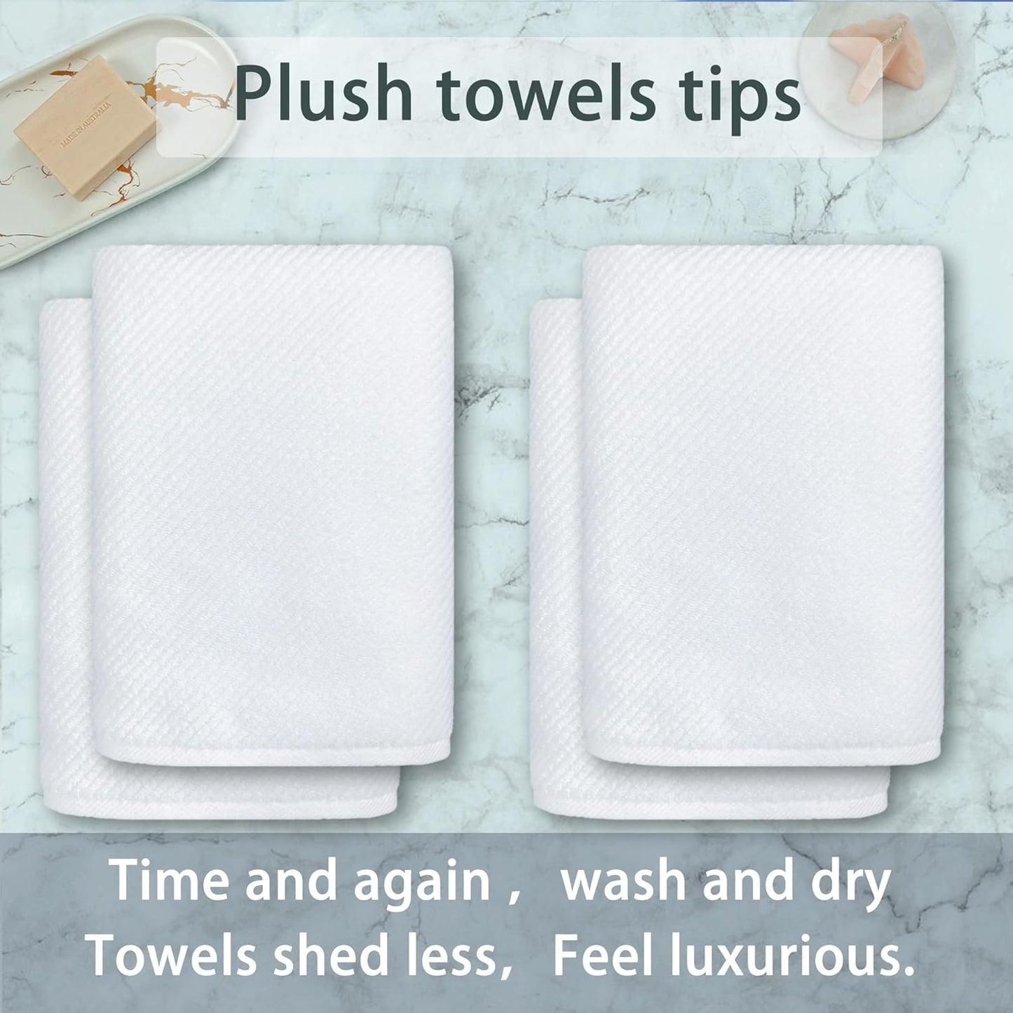 Luxury Bath Towels, Bath Towels Set of 4, Large 30" x 56" - 100% Cotton | Quick Dry | Light Weight | Thick | Soft | Absorbent, Luxury Shower Towel Sets for Bathroom, Towel Gift Set, White