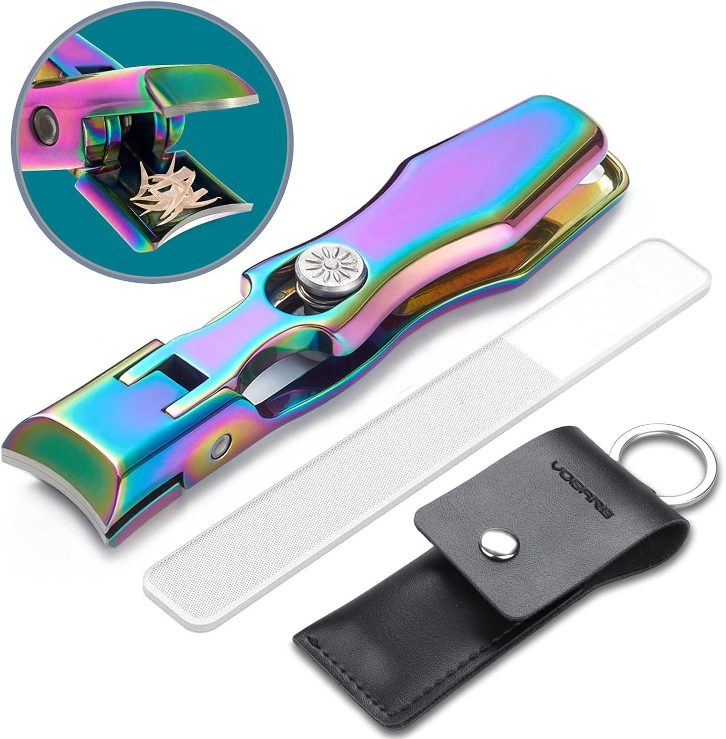 Nail Clippers for Thick Toenails and Fingernail, Large Wide Jaw Opening Heavy Duty No Splash Toenail Clippers with Catcher for Men Women Adults Seniors (Rainbow)