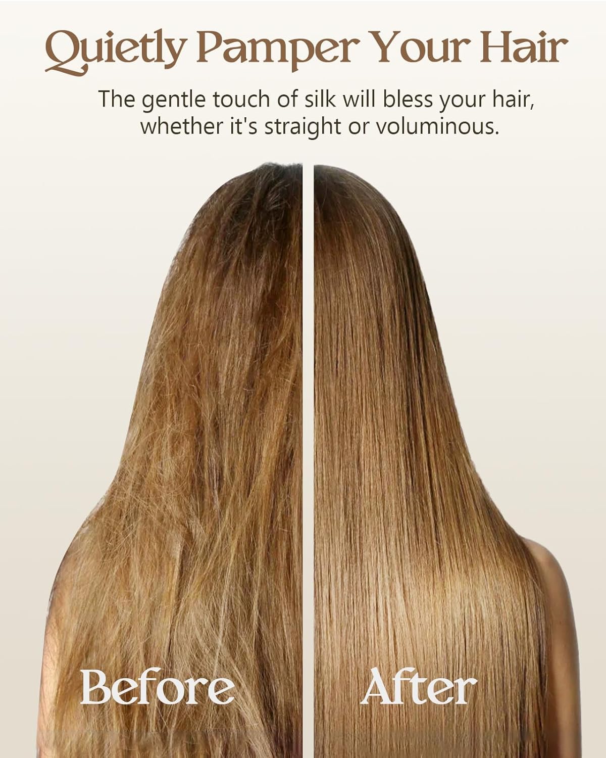 Silk Pillowcase 2 Pack - Pillow Cases Queen Set of 2 Size 20" x 30" for Hair and Skin Smooth Soft Breathable with Hidden Zipper Cooling Pillow Covers for Women, Champagne