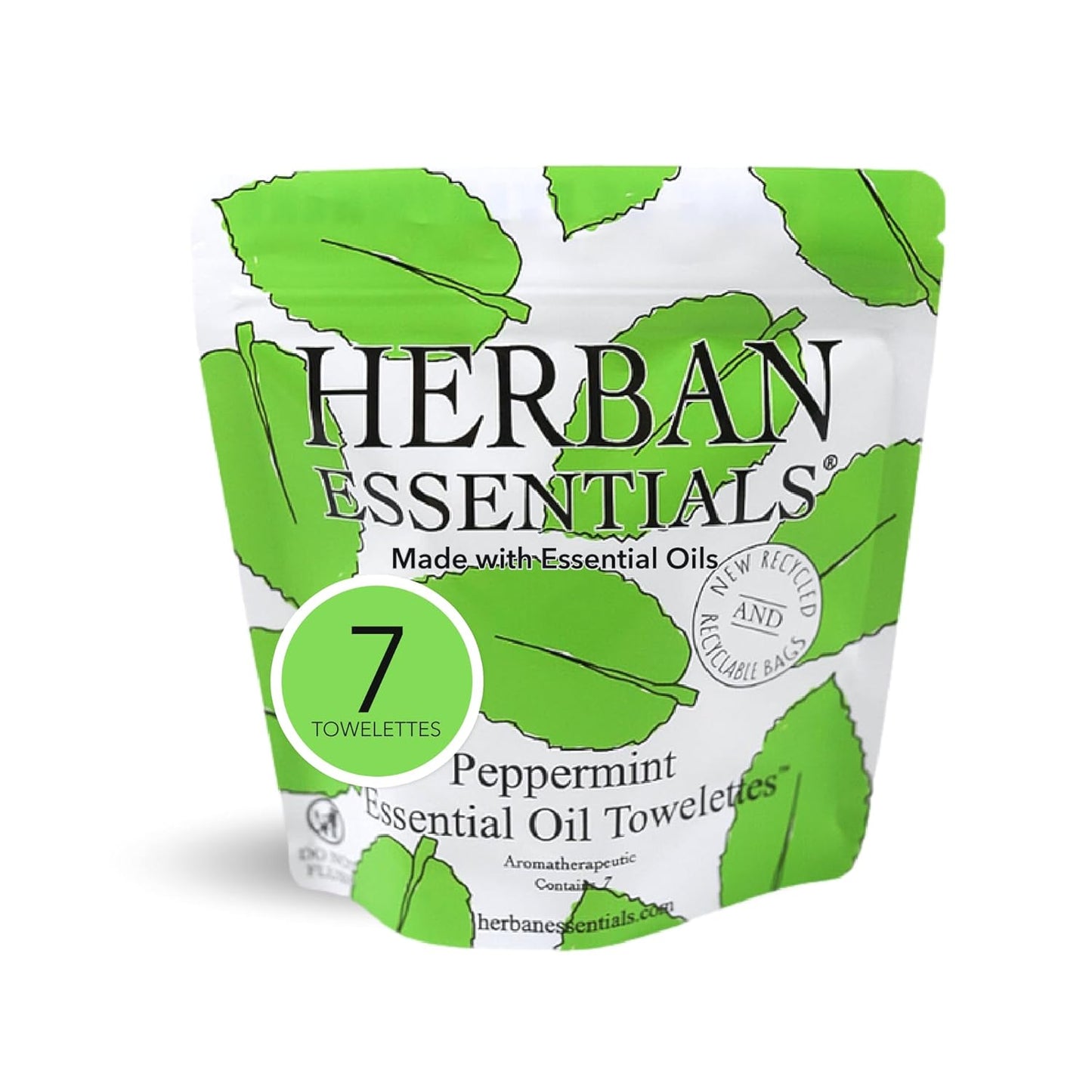 Herban Essentials - Peppermint Wipes & Towelettes - Essential Oil Wipes for Hands & Body - Travel Size Essentials and Toiletries - Natural, Individually Wrapped, Disposable & Moist Refresh (7 count)