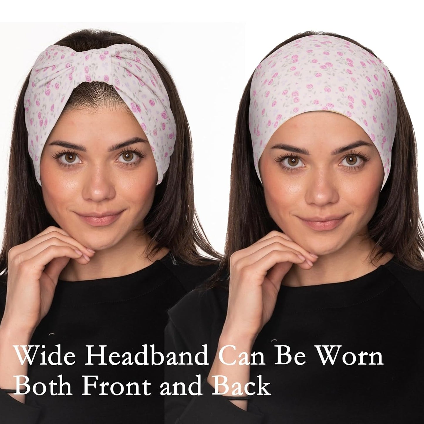 Cobahom 6Pcs Wide Headbands for Women Non Slip Soft Fabric Hair Wrap Boho Head Bands Elastic Sport Hair Bands for Workout Yoga Running (Sweet Flower)