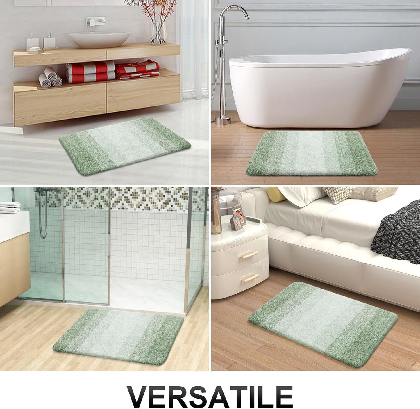 OLANLY Bathroom Runner Rugs 47x17, Extra Soft Absorbent Microfiber Bath Rugs, Rubber Backing, Quick Dry, Washable Bath Mats for Bathroom Floor, Tub and Shower, Home Decor Accessories, Sage Green