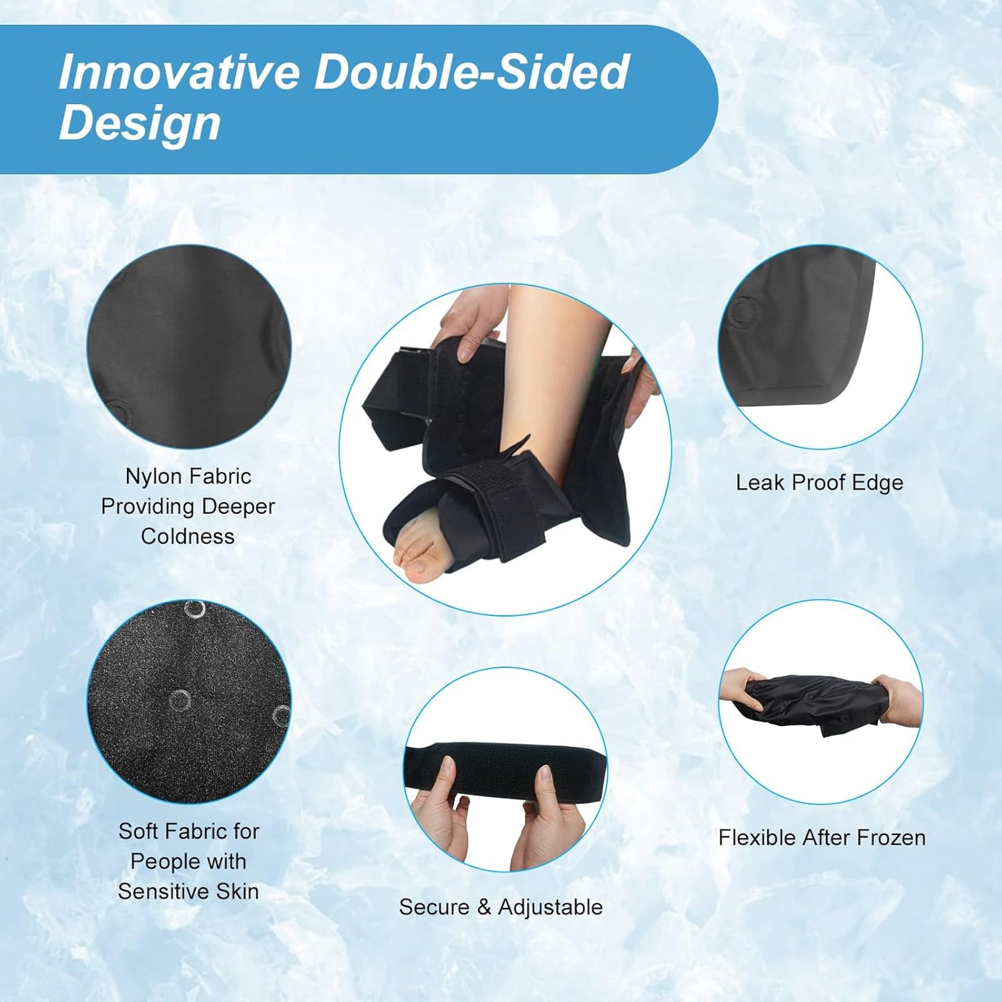 Ankle Ice Pack Wrap for Swelling, Foot Ice Pack Wrap, Reusable Foot Cold Cure Wrap for Ankle,Foot,Heel Pain Relief, Achilles Tendonitis, Plantar Fasciitis