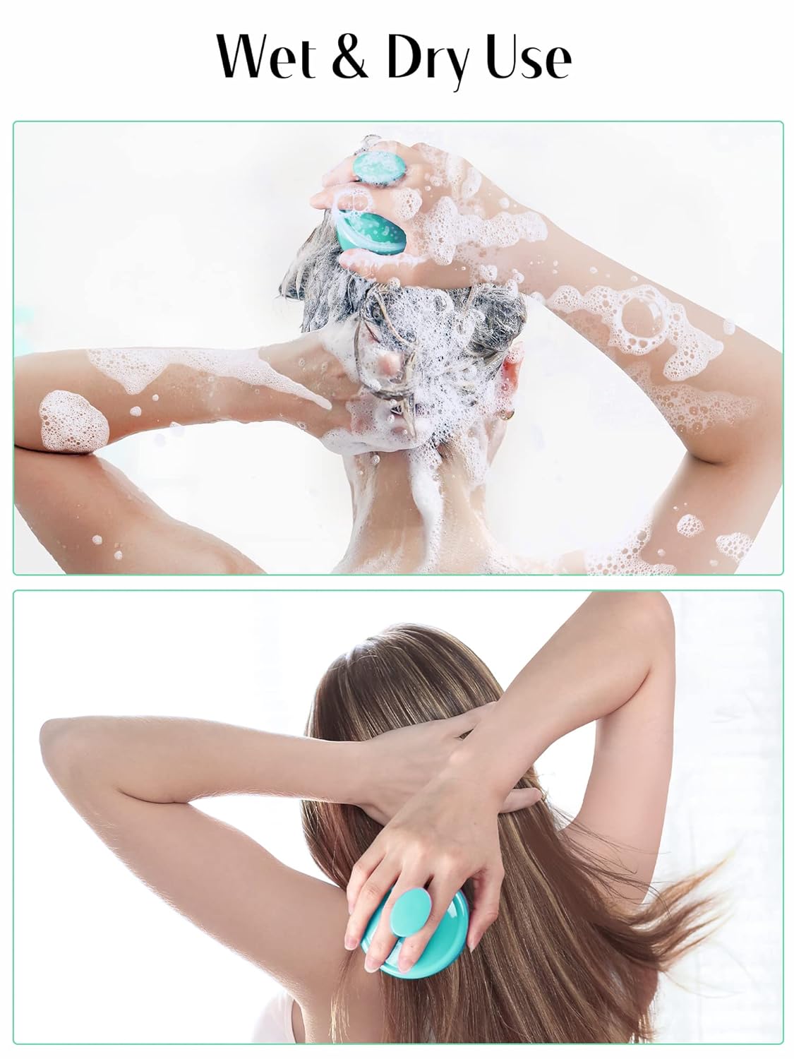 HEETA Scalp Massager Hair Growth, Soft Silicone Scalp Scrubber Shampoo Brush for Exfoliation, Dandruff Removal Head Massage Stress Relax, Wet & Dry Use for Thick Thin Curly Hair Care, Green