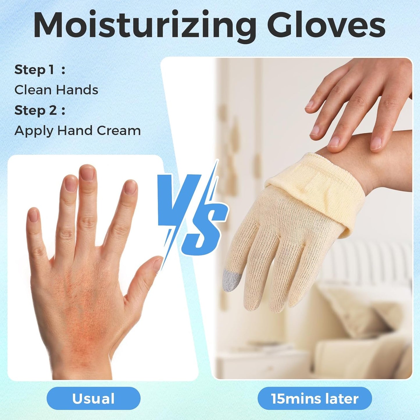 Cotton Moisturizing Gloves Overnight Hand Beauty Gloves Touchscreen Sleeping Gloves (S-Beige, Count, 6)