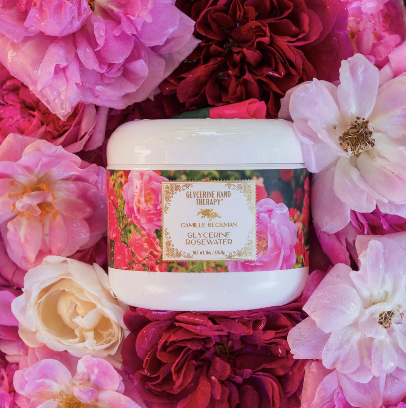 Camille Beckman Glycerine Hand Therapy Cream, Glycerine Rosewater, 8 Ounce