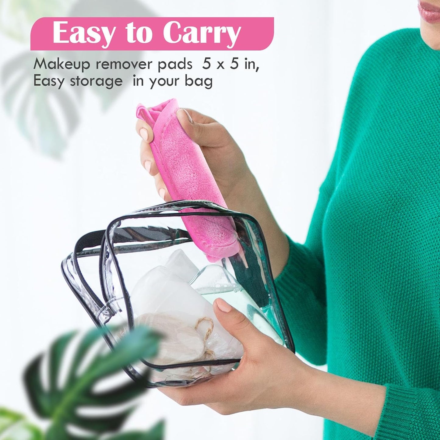 Orighty Makeup Remover Cloths 12 Pack, Makeup Removal Face Cleansing Cloth, Reusable Make-up Remover Pads Remove Instantly Dirt with Just Water, 5 x 5 in (Pink)