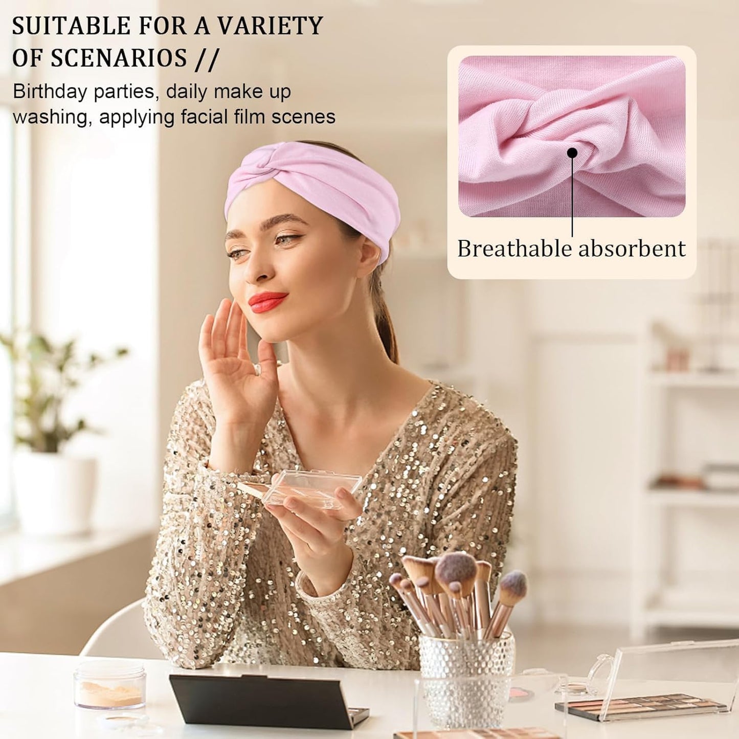 12-Pack Wide Stretch Headbands for Women - Non-Slip Extra Wide Turban Hair Bands for Workout, African Style, Sports & Daily Use (Breathable, All-Day Comfort) Color1 (Color2)