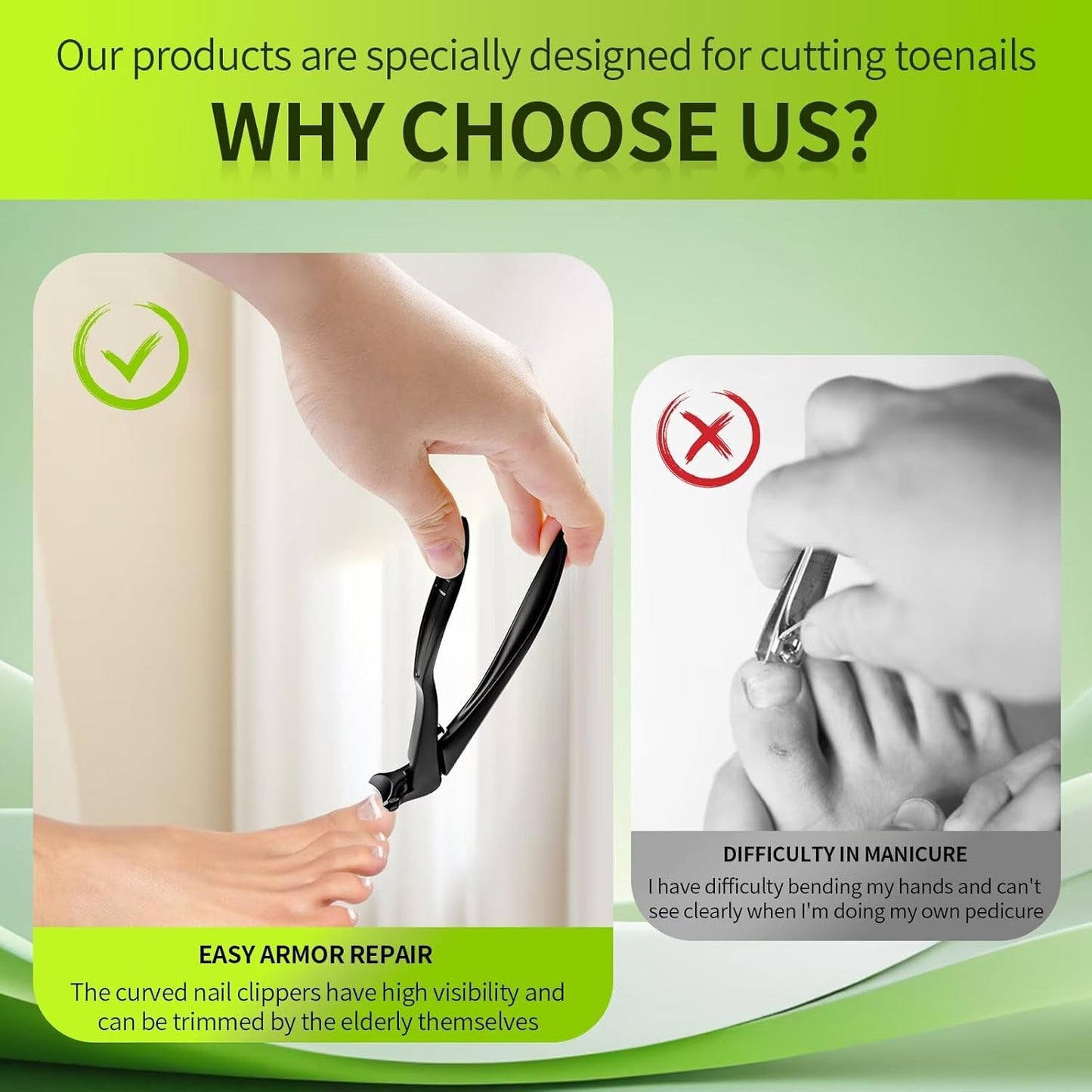 Upgraded Longer Handle Nail Clippers for Seniors and Elderly with Lock Buckle Anti-Slip Heavy-Duty Large Opening Angled Curve toenail Clippers for Thick Nails with Catcher fit Nail for Women and Men