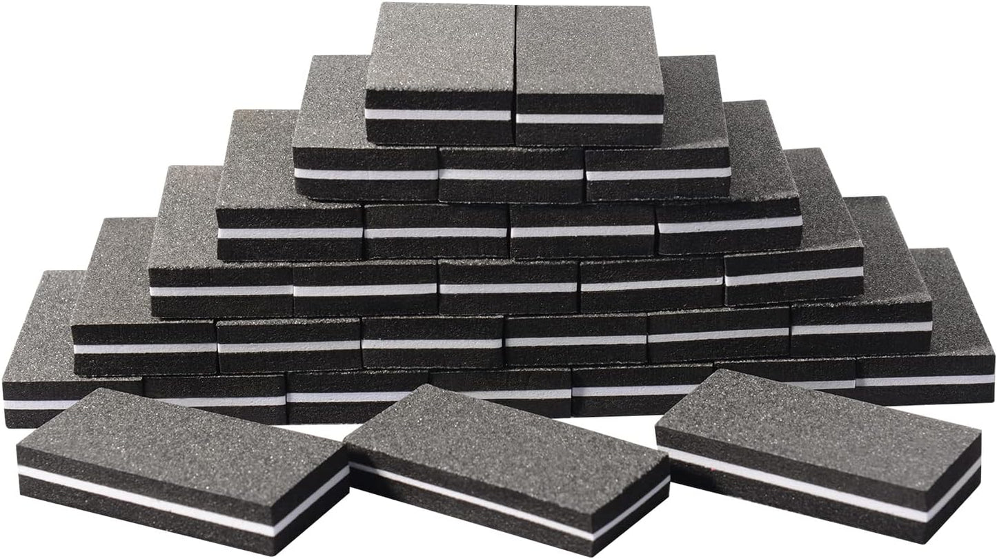 Diesisa Buffer Block Nail File, 100/180 Grit Sponge Nail Buffers for Acrylic Nails, Mini Buffing Block Double Sided for Manicure Tools 30 Count - Black