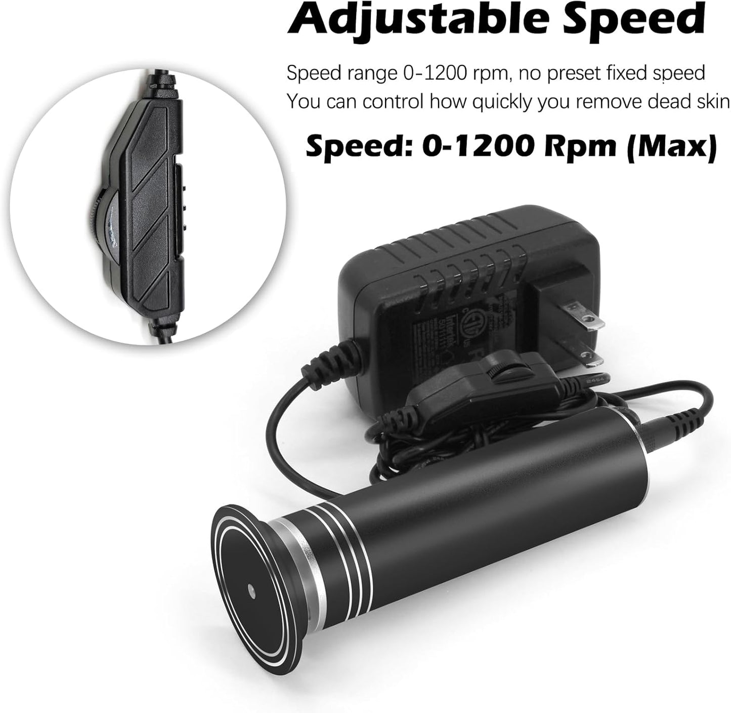 Upgraded Electric Callus Remover for Feet 1200RPM, Adjustable Speed Professional Electric Foot Sander Foot Grinder Heel File Pedicure Tool for Women Men Cracked Dead Skin, 60 Sandpaper Discs, Black