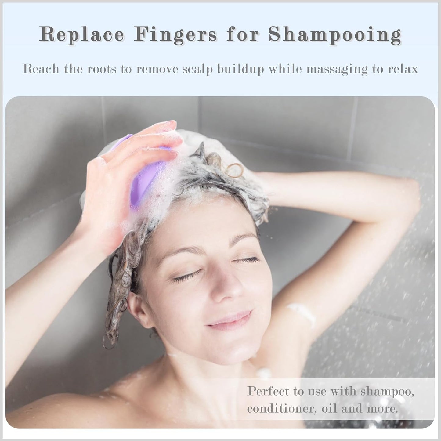 FREATECH Hair Scalp Massager Shampoo Brush with Soft Silicone Bristles for Scalp Care and Hair Growth, Shower Head Scalp Scrubber Exfoliator for Dandruff, Wet & Dry for Men, Women and Kids, Purple