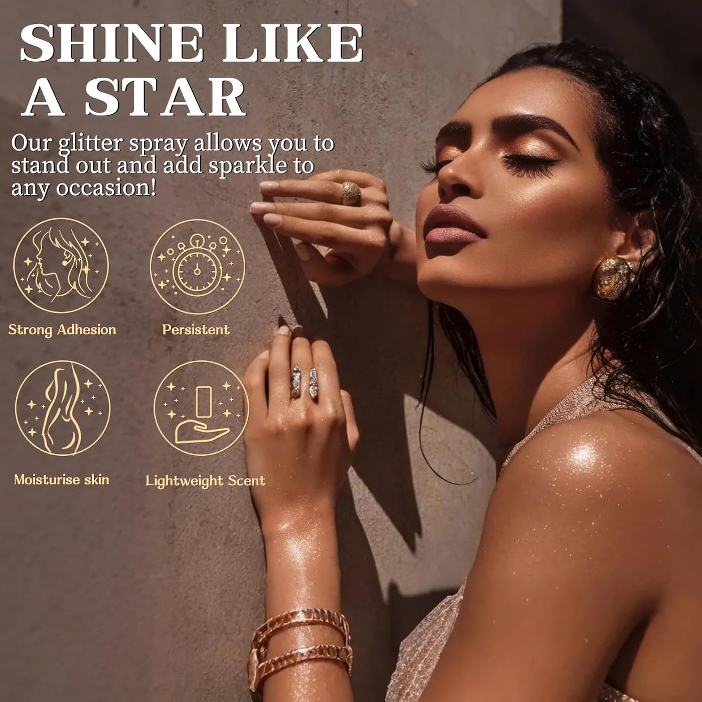 Glitter Spray for Hair and Body, Glitter Body Spray, Quick-Drying Waterproofing Body Shimmer Suitable for Festival Rave