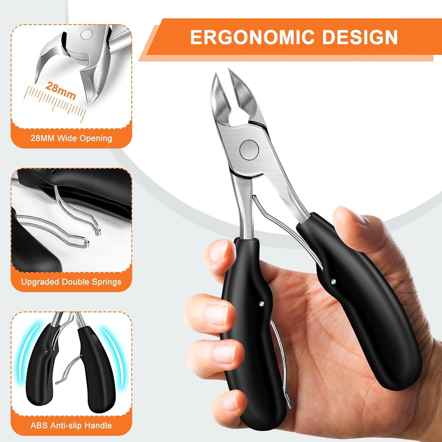 Toenail Clippers for Thick Toenails, DRMODE Heavy Duty Toe Nail Clippers for Thick Ingrown Nails for Seniors with Wide Opening, Professional Fingernail Clipper Nail Cutter Trimmer for Men with Catcher