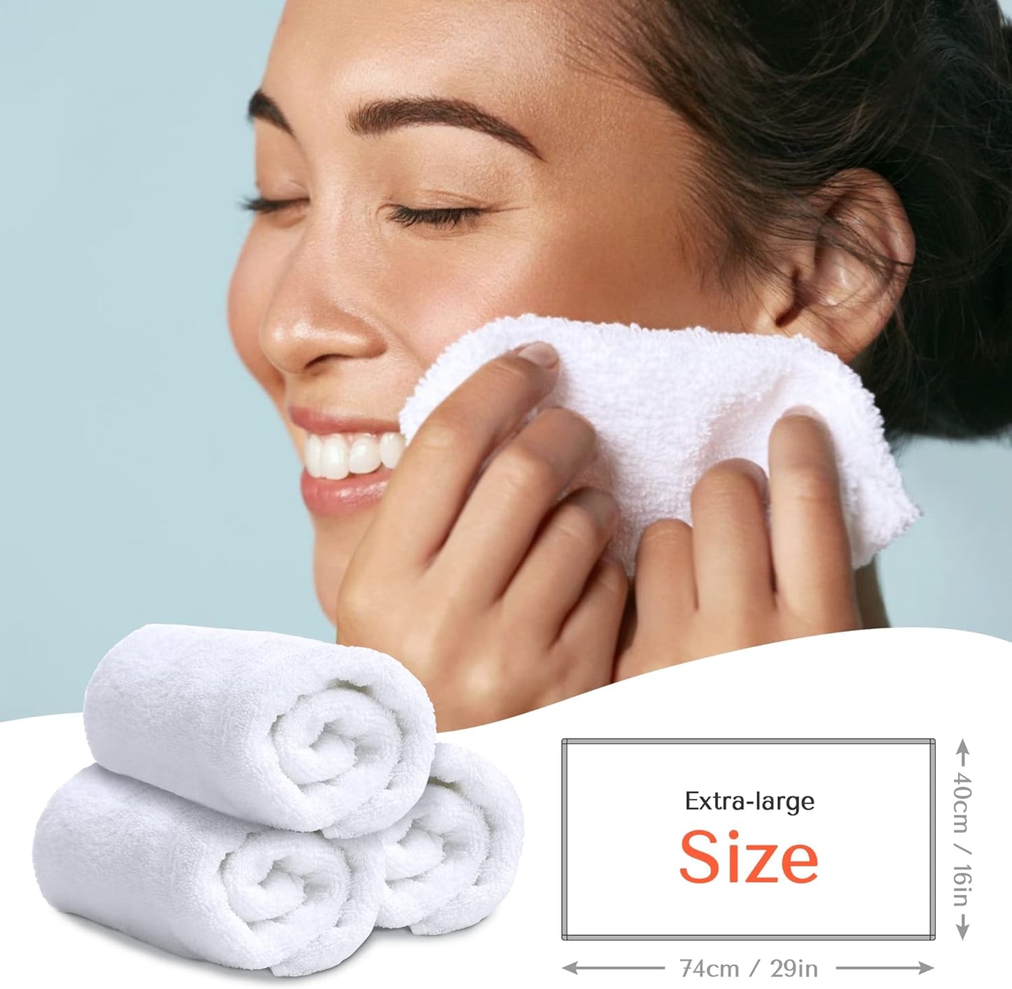 TASALON Microfiber Hair Towel for Salon - 10 Pack - 29 x 16 Inches, Quick Dry and Ultra-Soft Facial Towels with Soft Absorbant - White