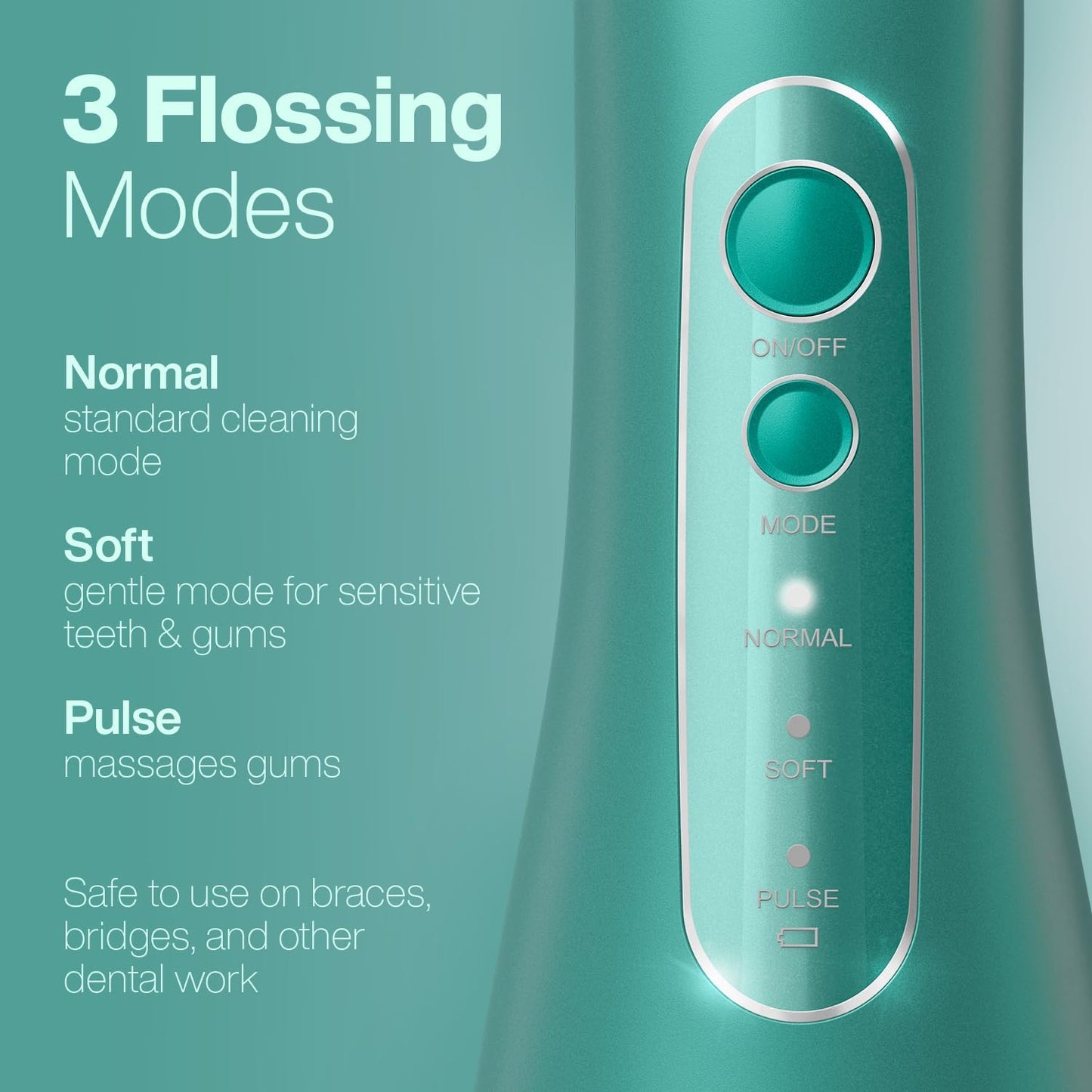 AquaSonic Aqua Flosser PRO - Rechargeable Cordless Water Flosser for Teeth, Gums & Tongue - Modern Design, 300ml Large Tank, 6 Jet Tips with Deluxe Tongue Nozzle, 3 Modes, Waterproof Mint Green