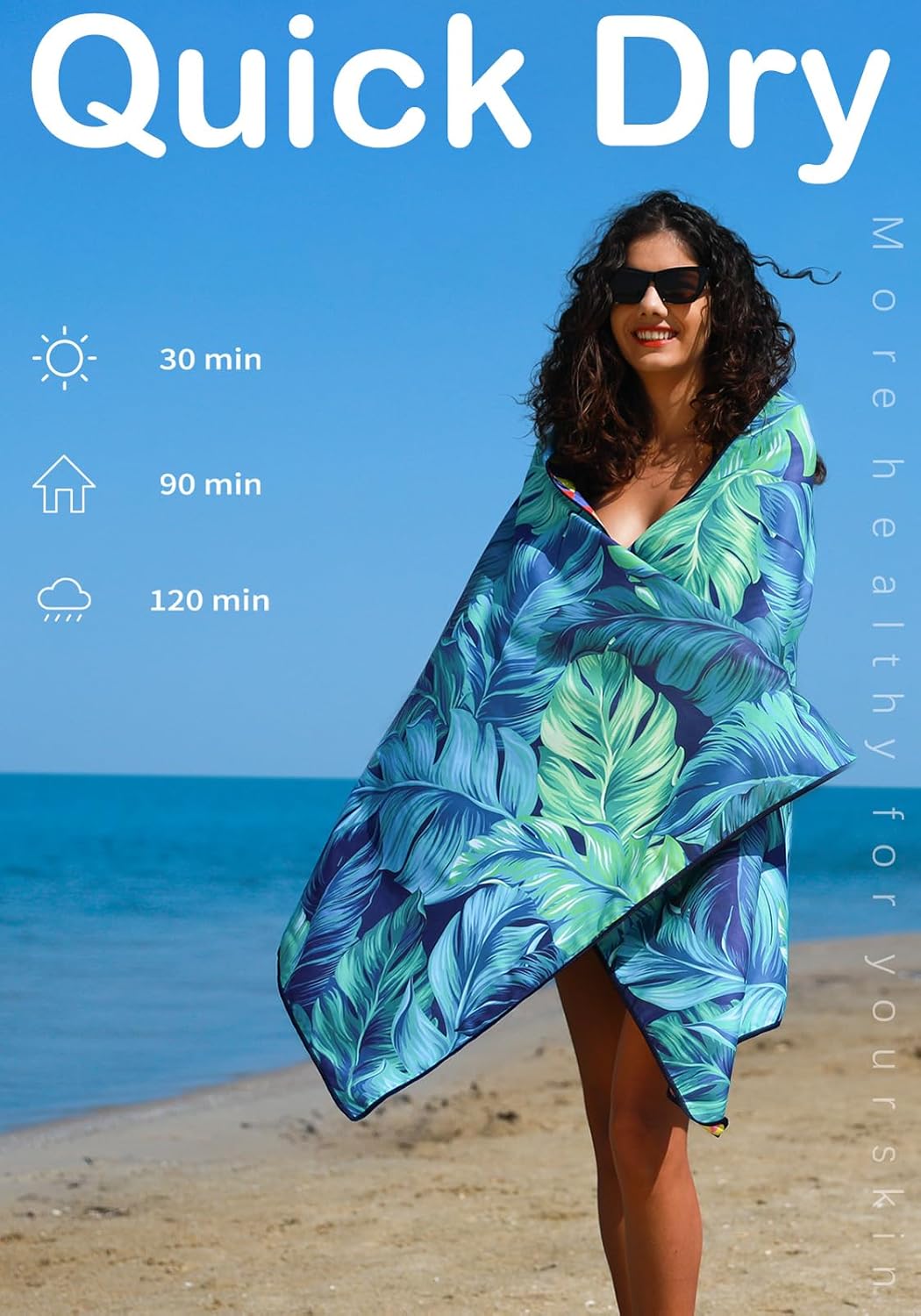 2 Pack Microfiber Thin Lightweight Beach Towel Sand Free Quick Dry Absorbent Compact Towels for Swimming Pool Camping Beach Accessories Large Easy Pack Travel Things for Vacation Essentials Adult Gift