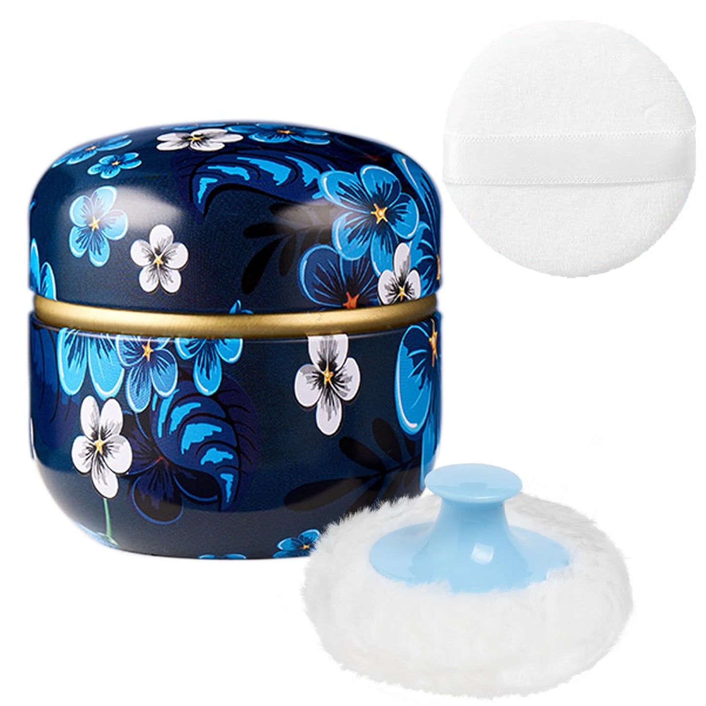 Powder Puff and Powder Container for Body Dusting Powder Case with Puff for Baby and Women,Loose Powder Containers with Puff for Travel (Blooming season1.0)