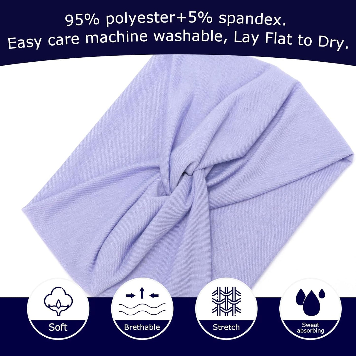 DRESHOW 4 Pack Turban Headbands for Women Wide Vintage Head Wraps Knotted Cute Hair Band Accessories