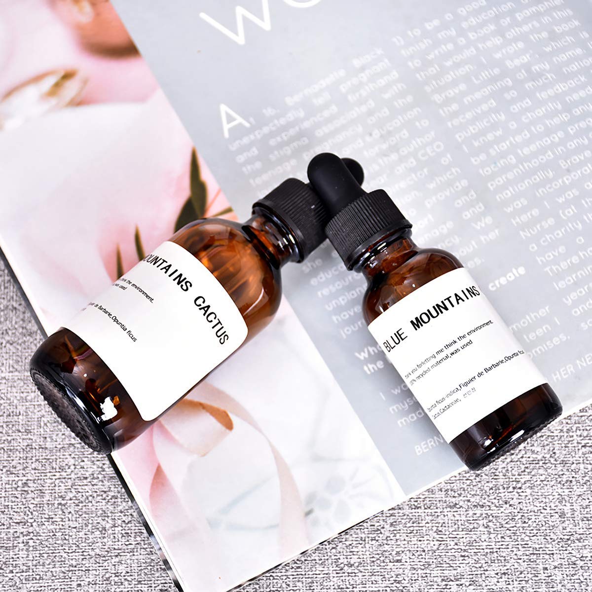 Kingrol 30 Pack Amber Glass Bottles with Glass Eye Dropper, 2 oz Dropper Bottles for Essential Oils, Perfumes, Aromatherapy, Chemistry Lab Chemicals